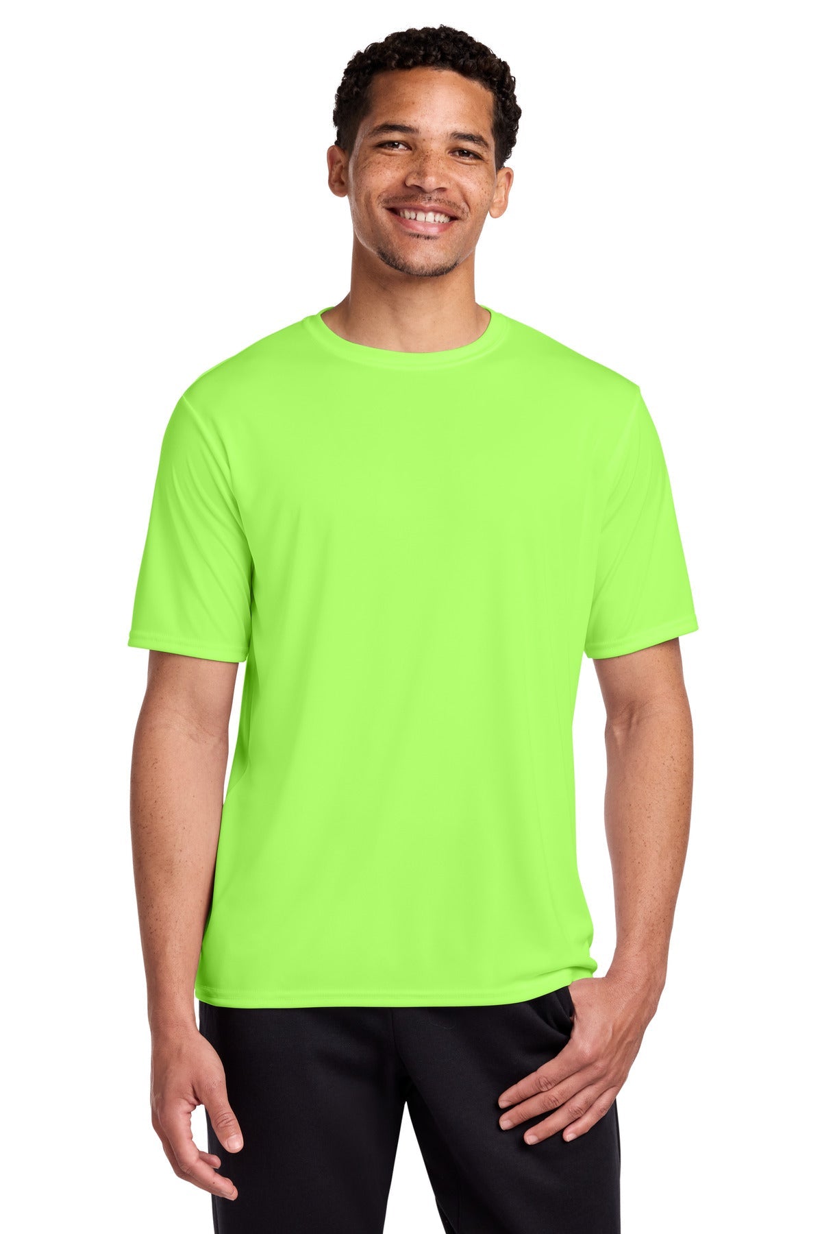 Neon Green Port & Co Performance Tee. PC380