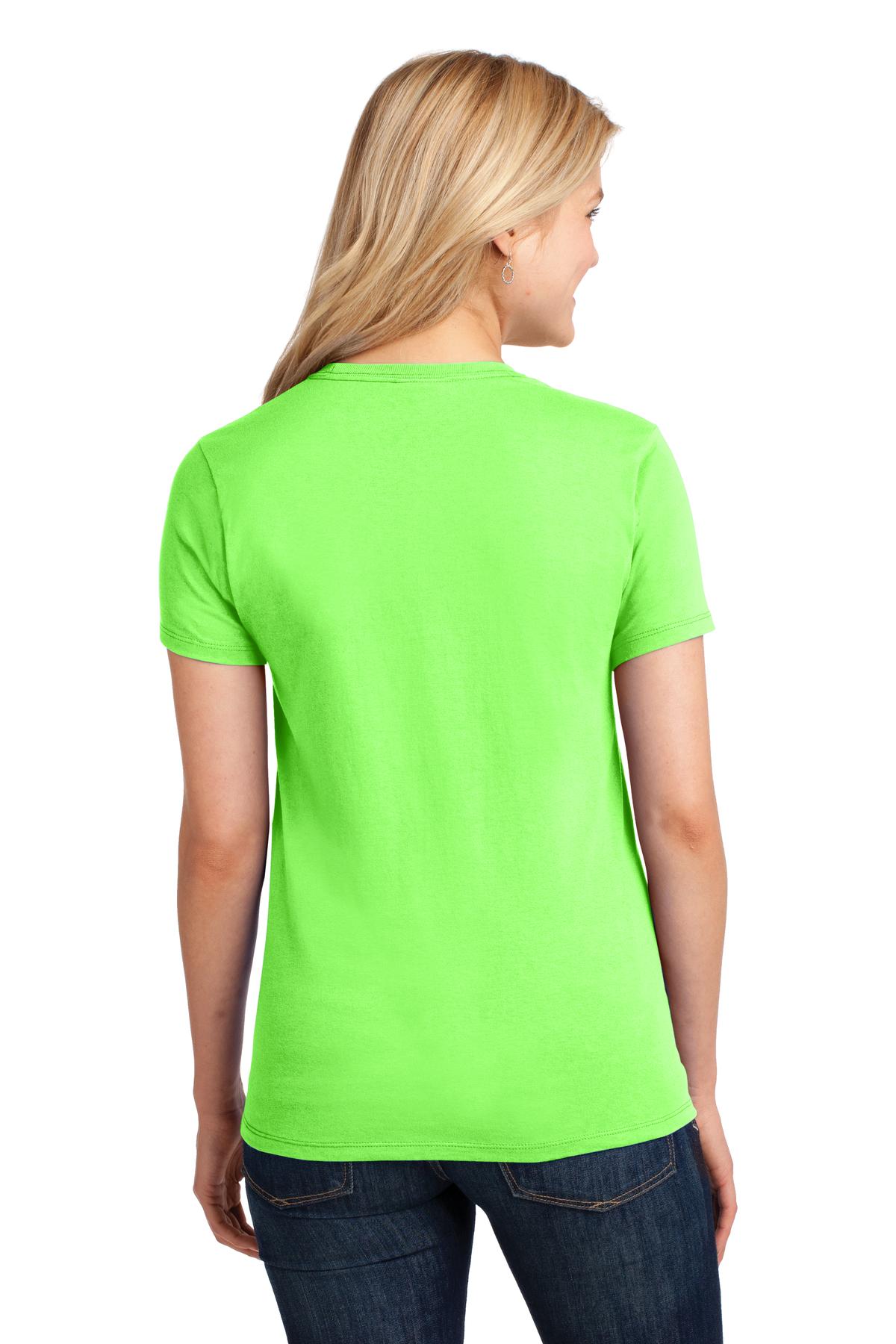 Neon Green Port & Co Women's Core Cotton Tee. LPC54