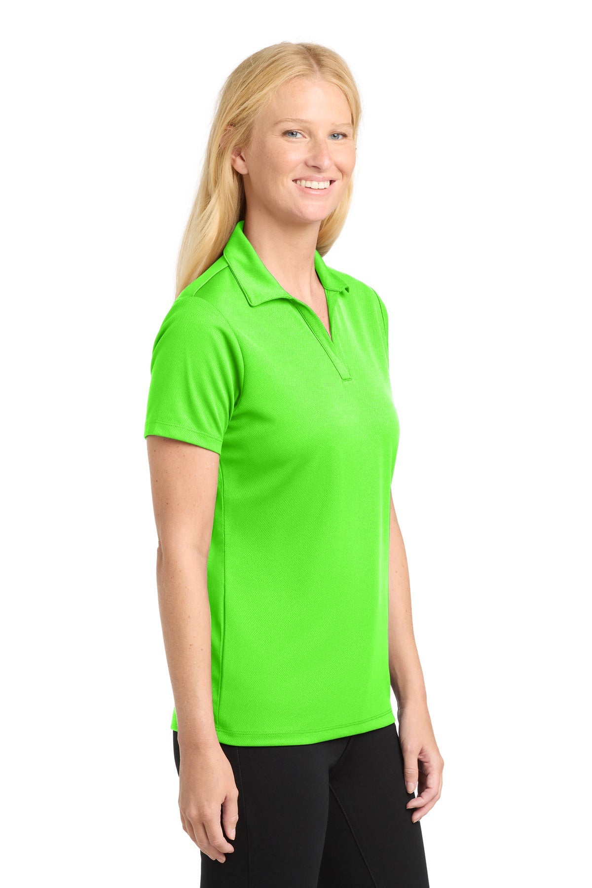 Neon Green Sport-Tek Women's PosiCharge RacerMesh Polo. LST640