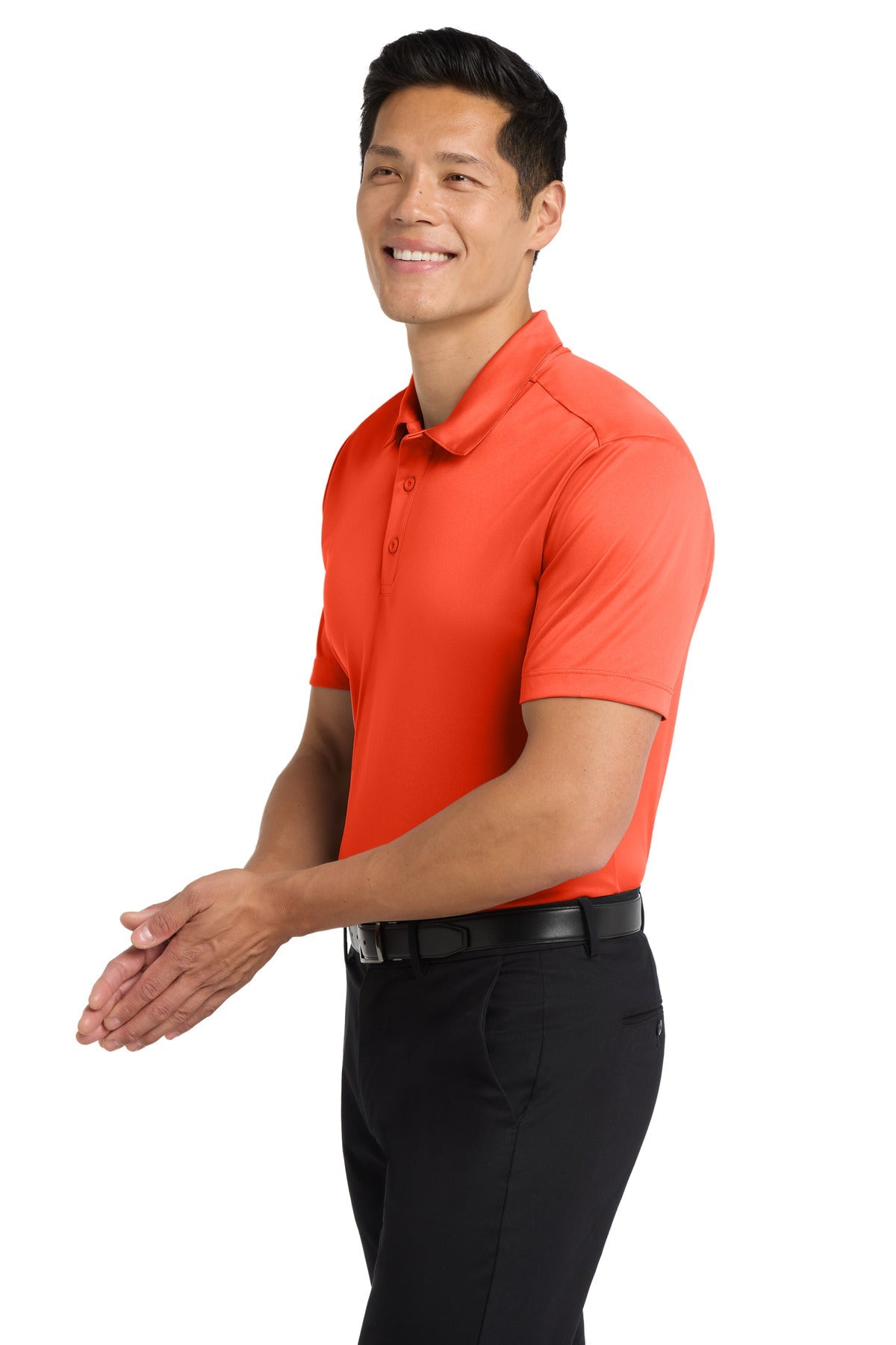 Neon Orange Port Authority Silk Touch Performance Polo. K540