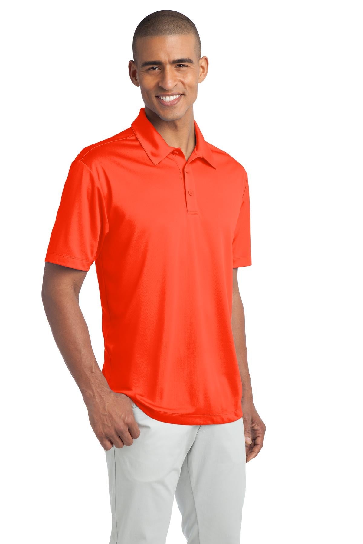 Neon Orange Port Authority Silk Touch Performance Polo. K540