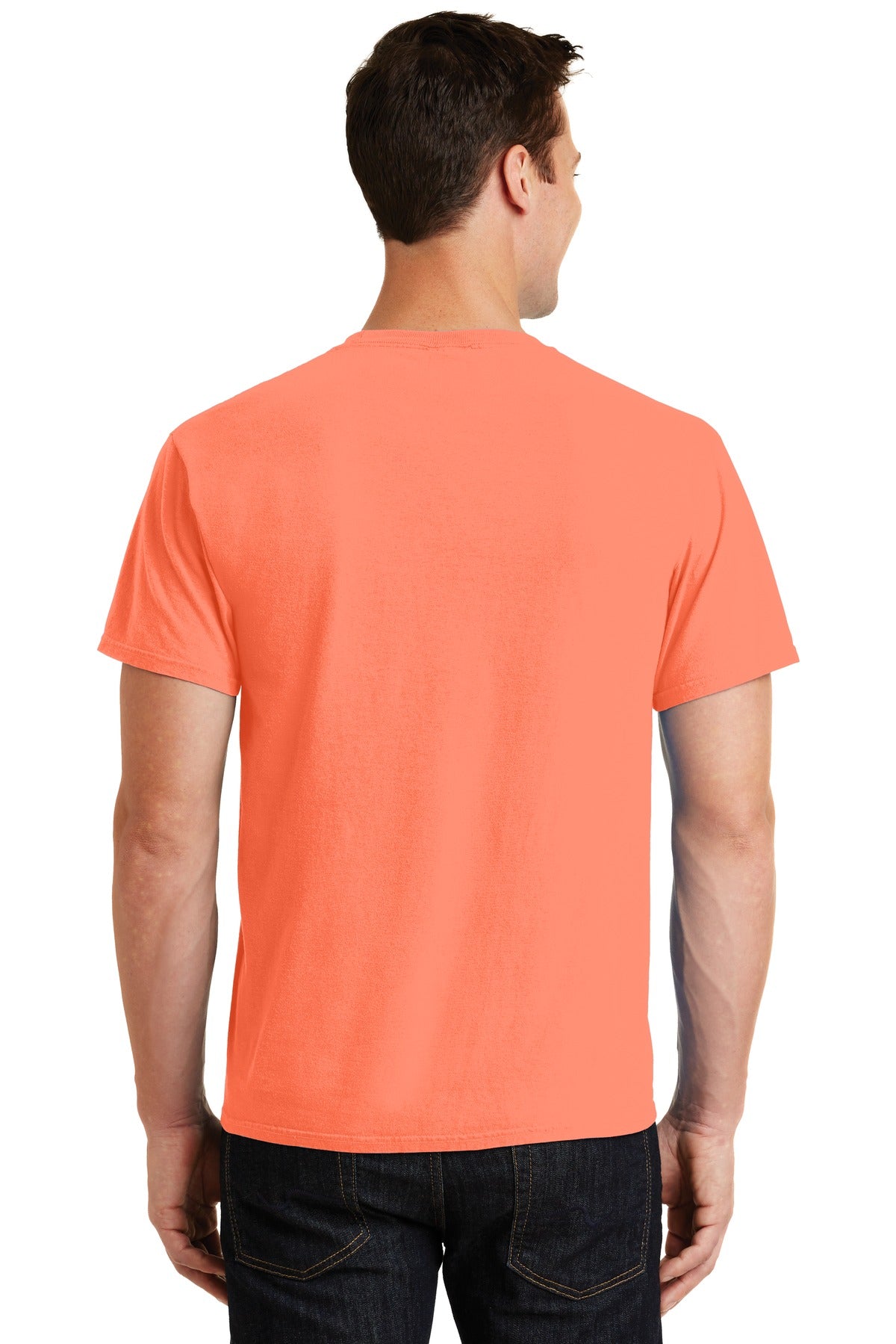Neon Orange Port & Co Beach Wash Garment-Dyed Tee. PC099