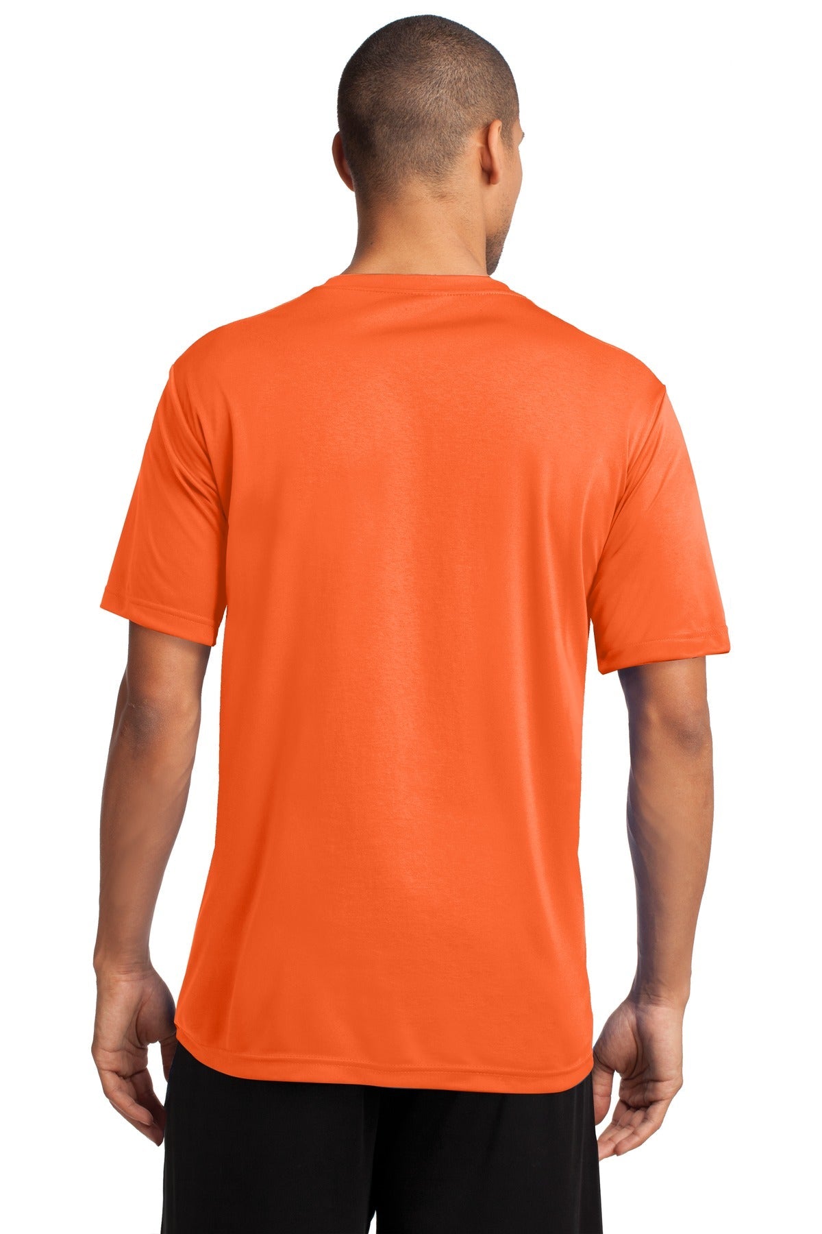Neon Orange Port & Co Performance Tee. PC380