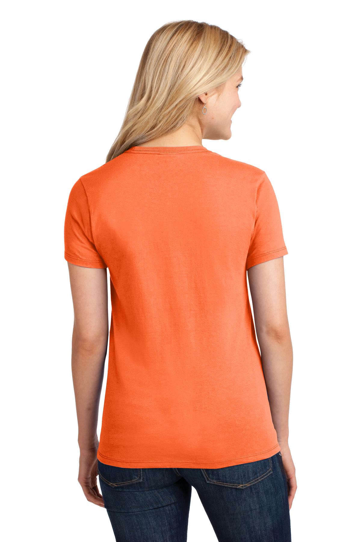 Neon Orange Port & Co Women's Core Cotton Tee. LPC54