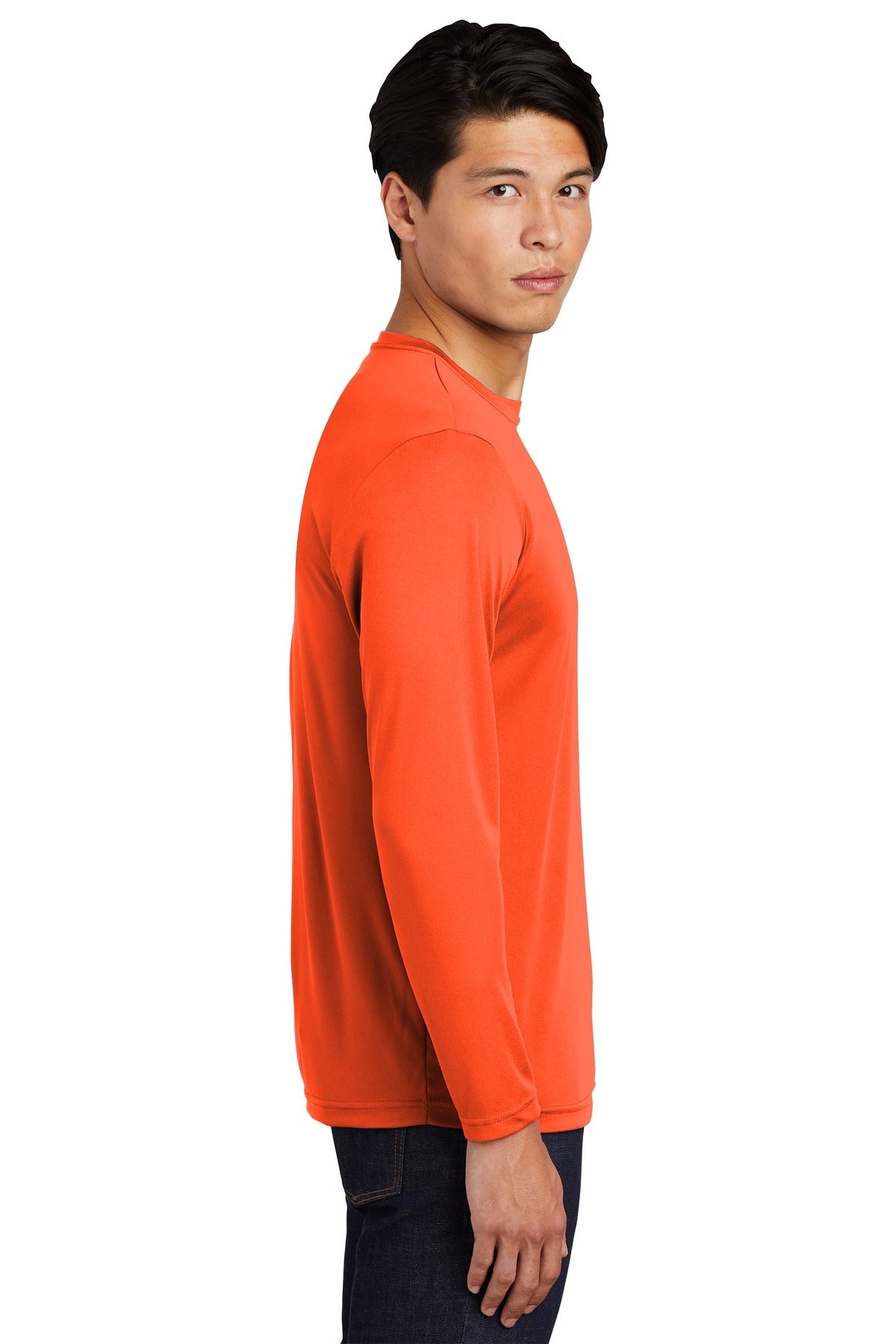 Neon Orange Sport-Tek Long Sleeve PosiCharge Competitor Tee. ST350LS