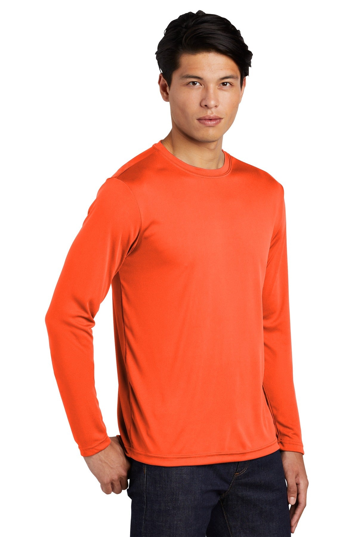 Neon Orange Sport-Tek Long Sleeve PosiCharge Competitor Tee. ST350LS