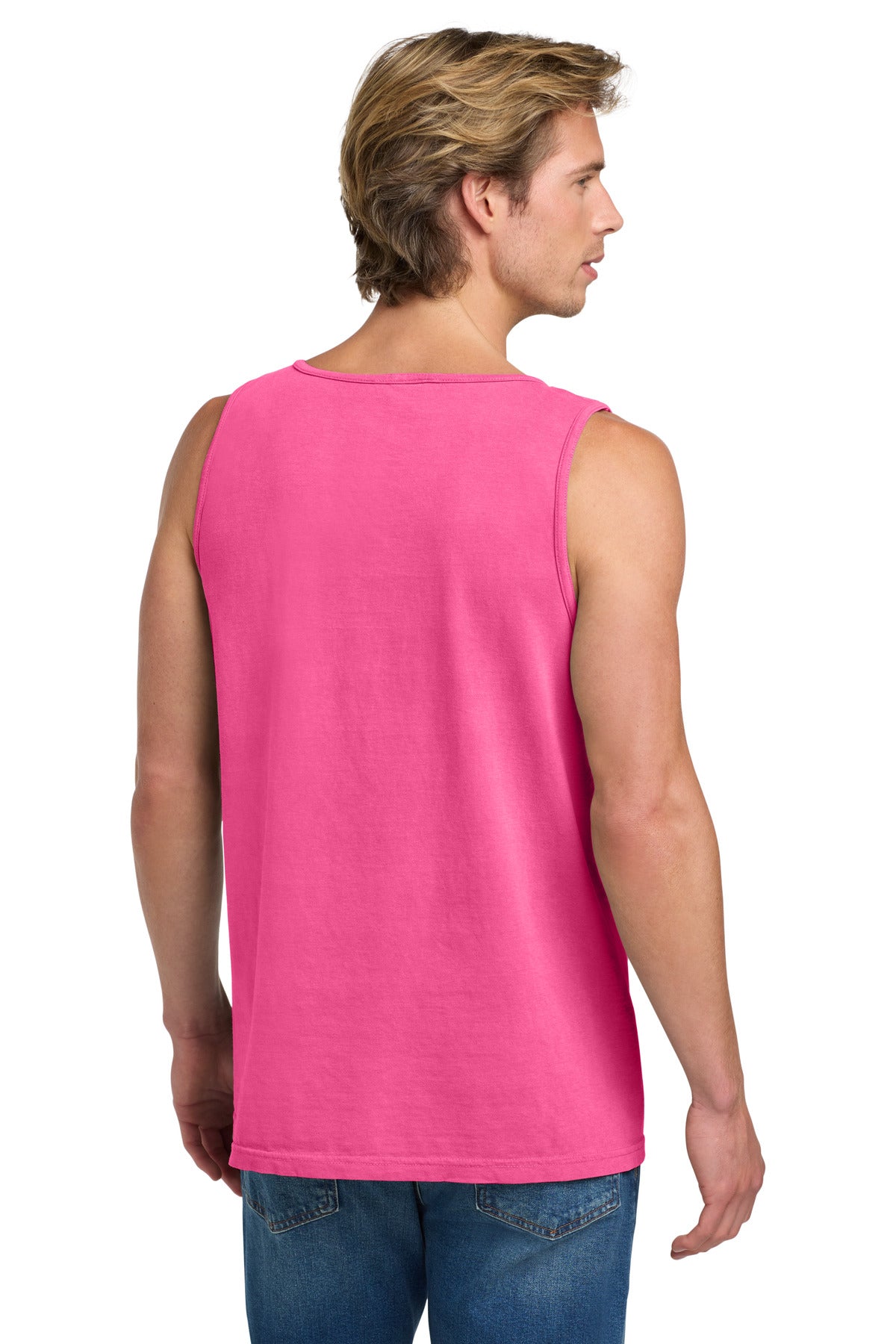 Neon Pink COMFORT COLORS Heavyweight Ring Spun Tank Top. 9360
