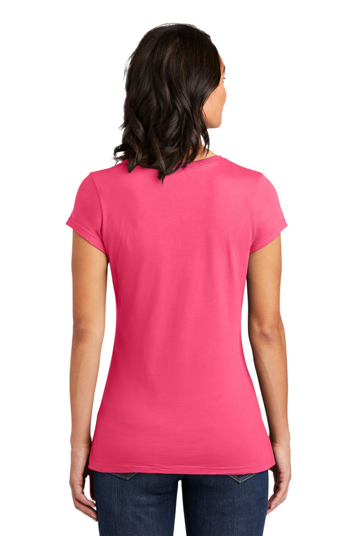 Neon Pink District Women's Fitted Very Important Tee . DT6001