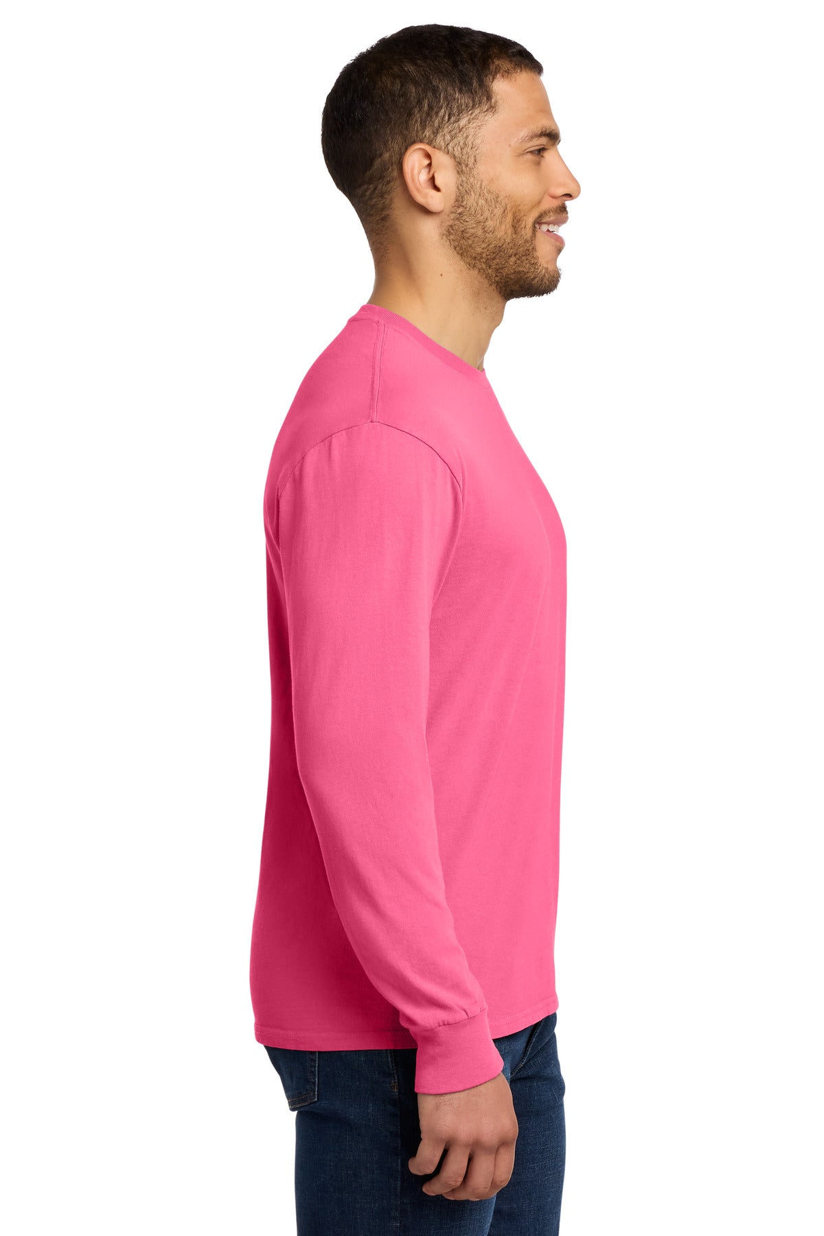 Neon Pink Port & Co Beach Wash Garment-Dyed Long Sleeve Tee PC099LS