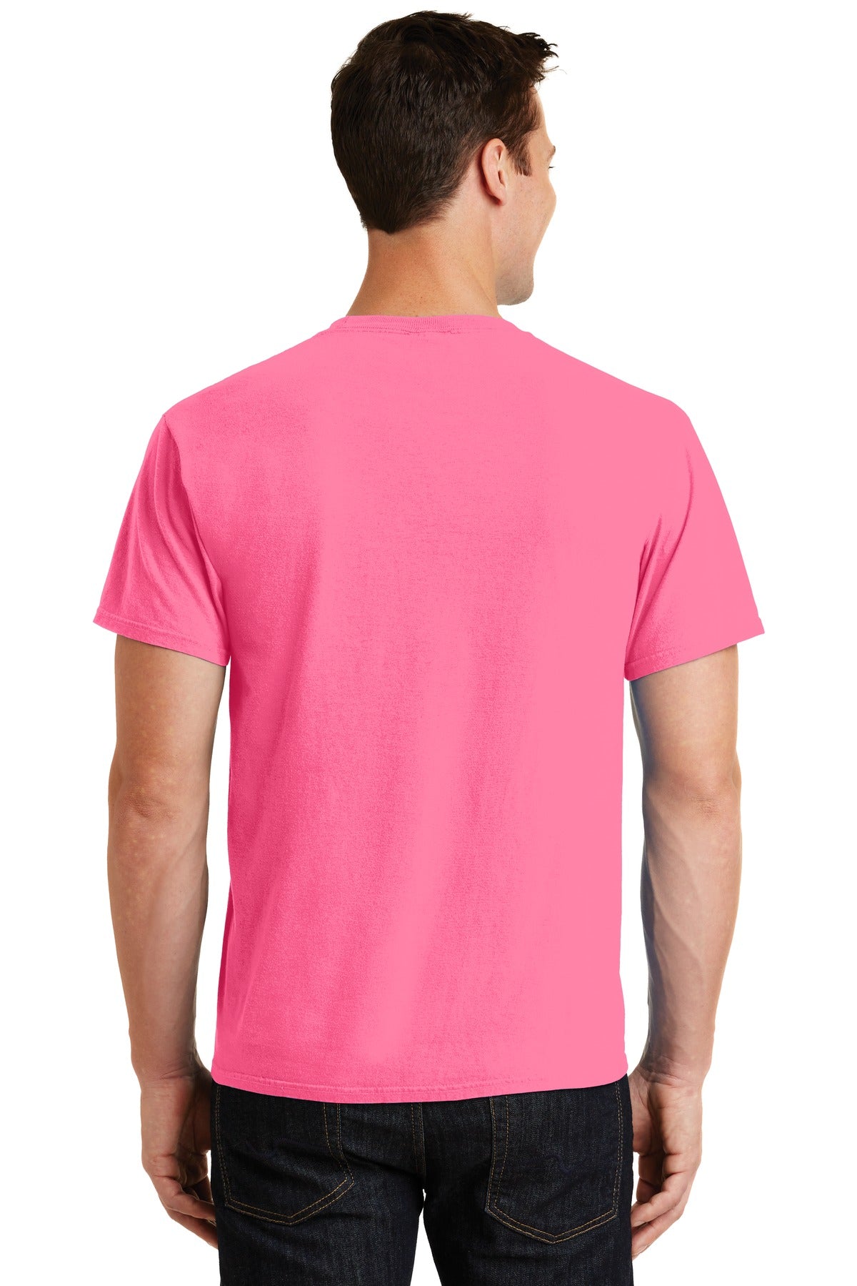 Neon Pink Port & Co Beach Wash Garment-Dyed Tee. PC099