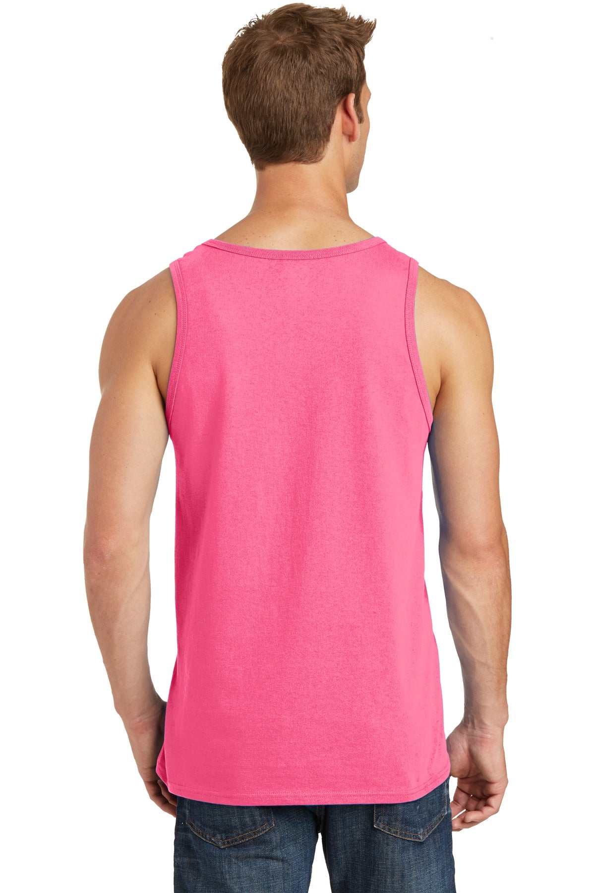 Neon Pink Port & Co Core Cotton Tank Top. PC54TT