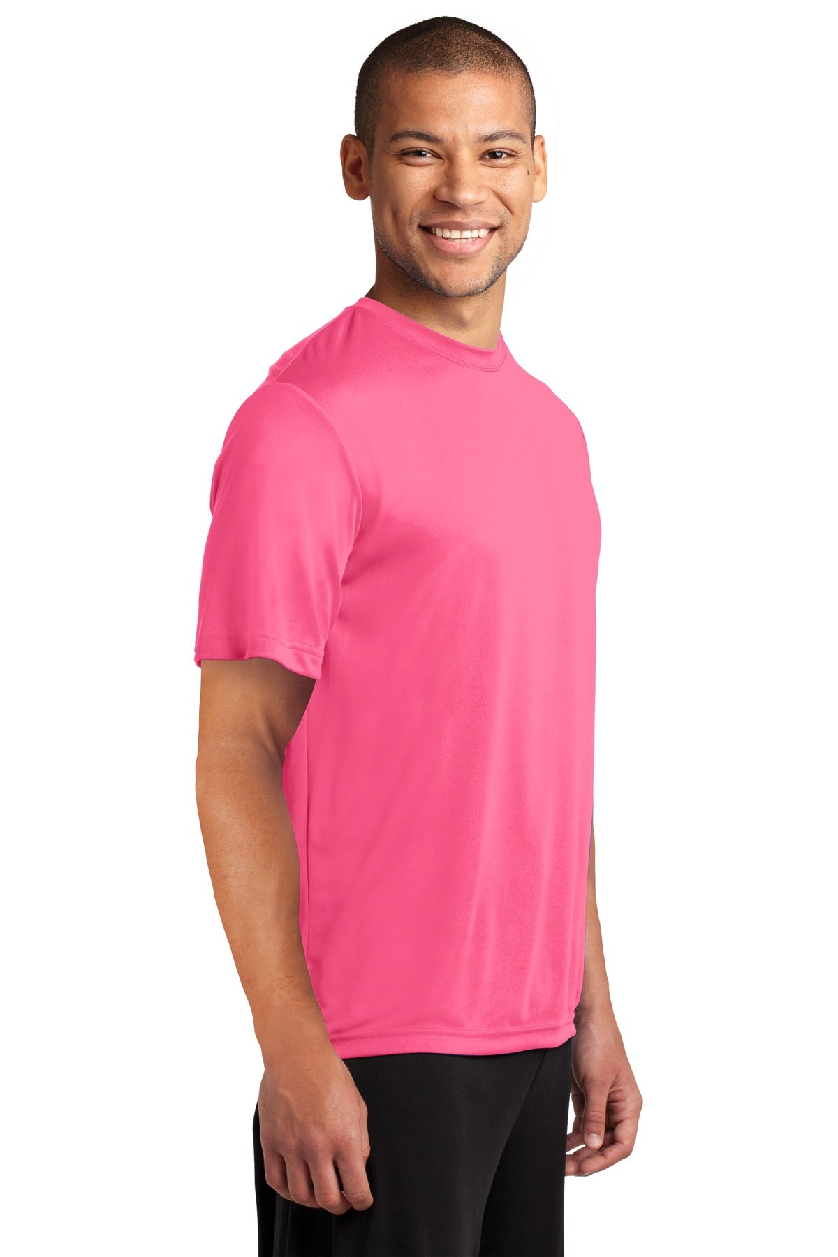 Neon Pink Port & Co Performance Tee. PC380