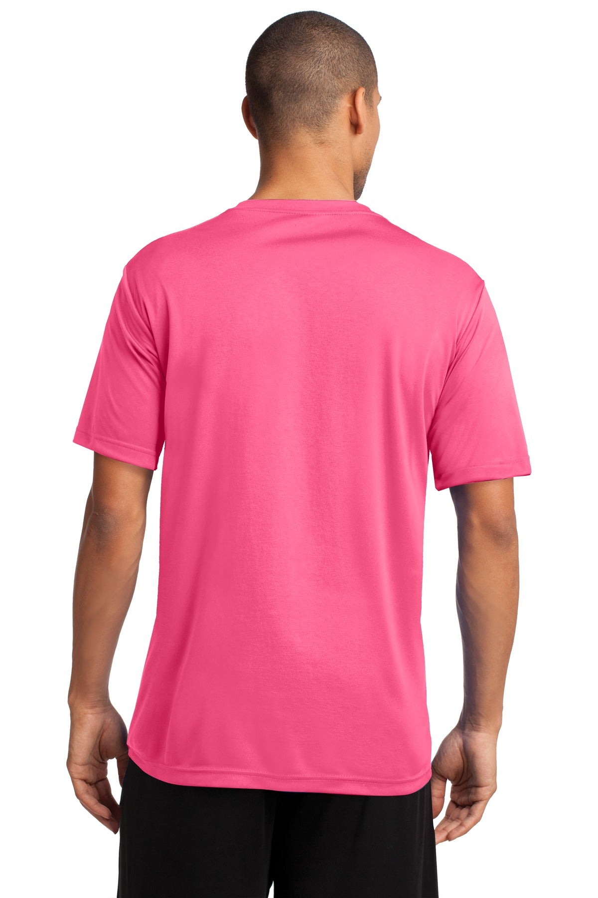 Neon Pink Port & Co Performance Tee. PC380