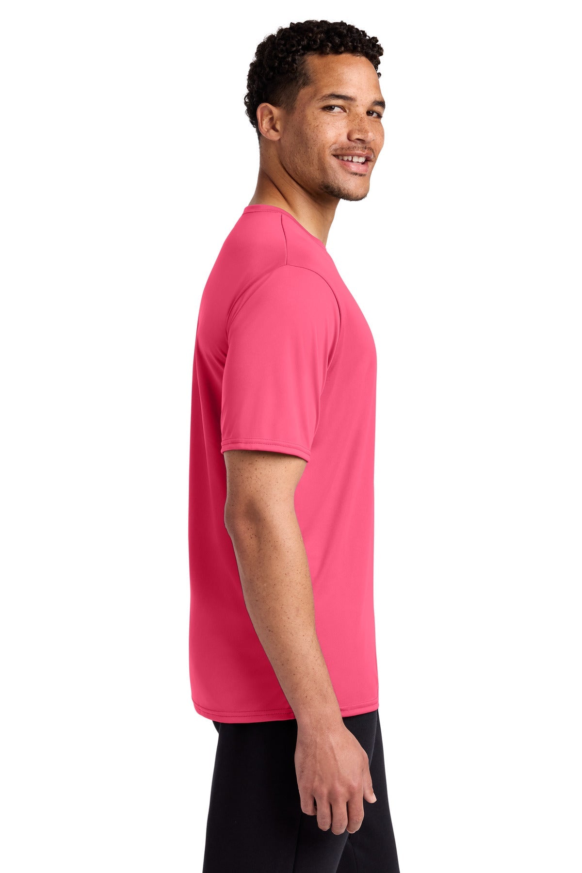 Neon Pink Port & Co Performance Tee. PC380