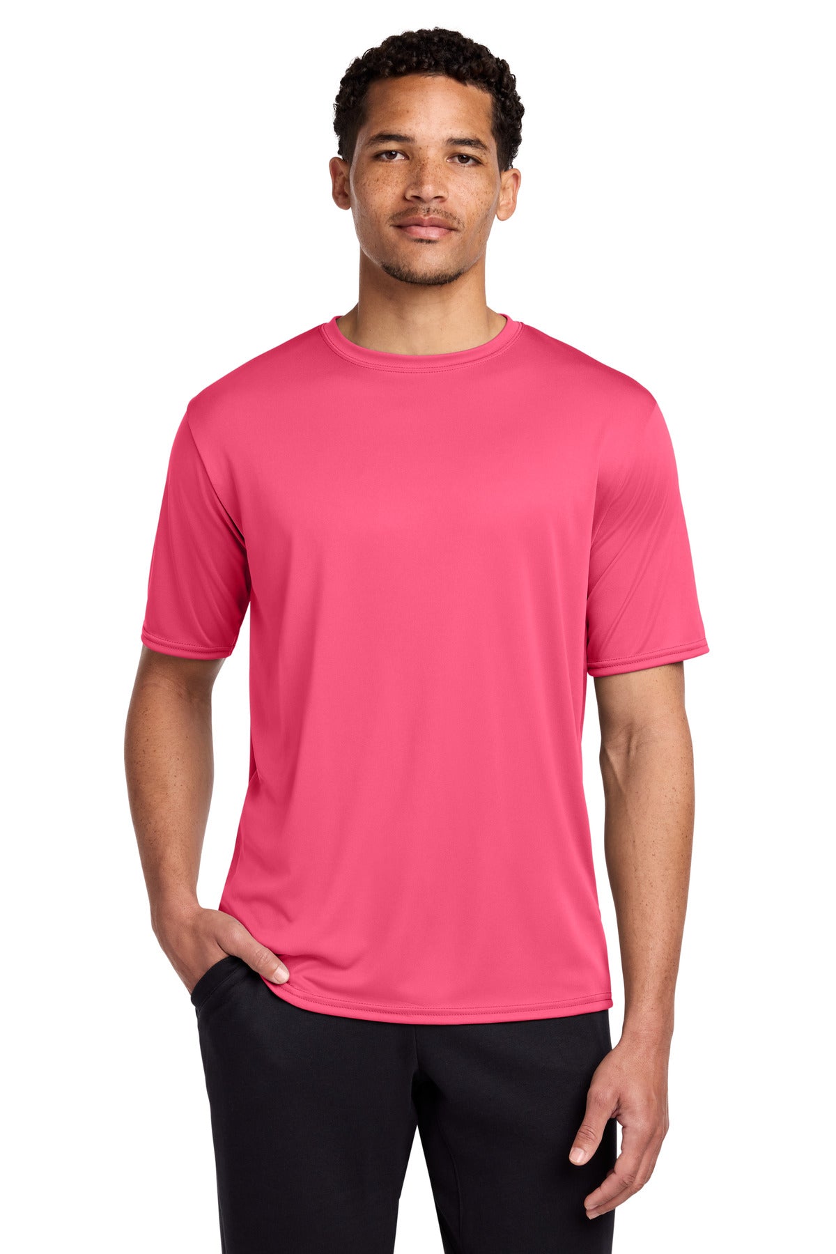 Neon Pink Port & Co Performance Tee. PC380