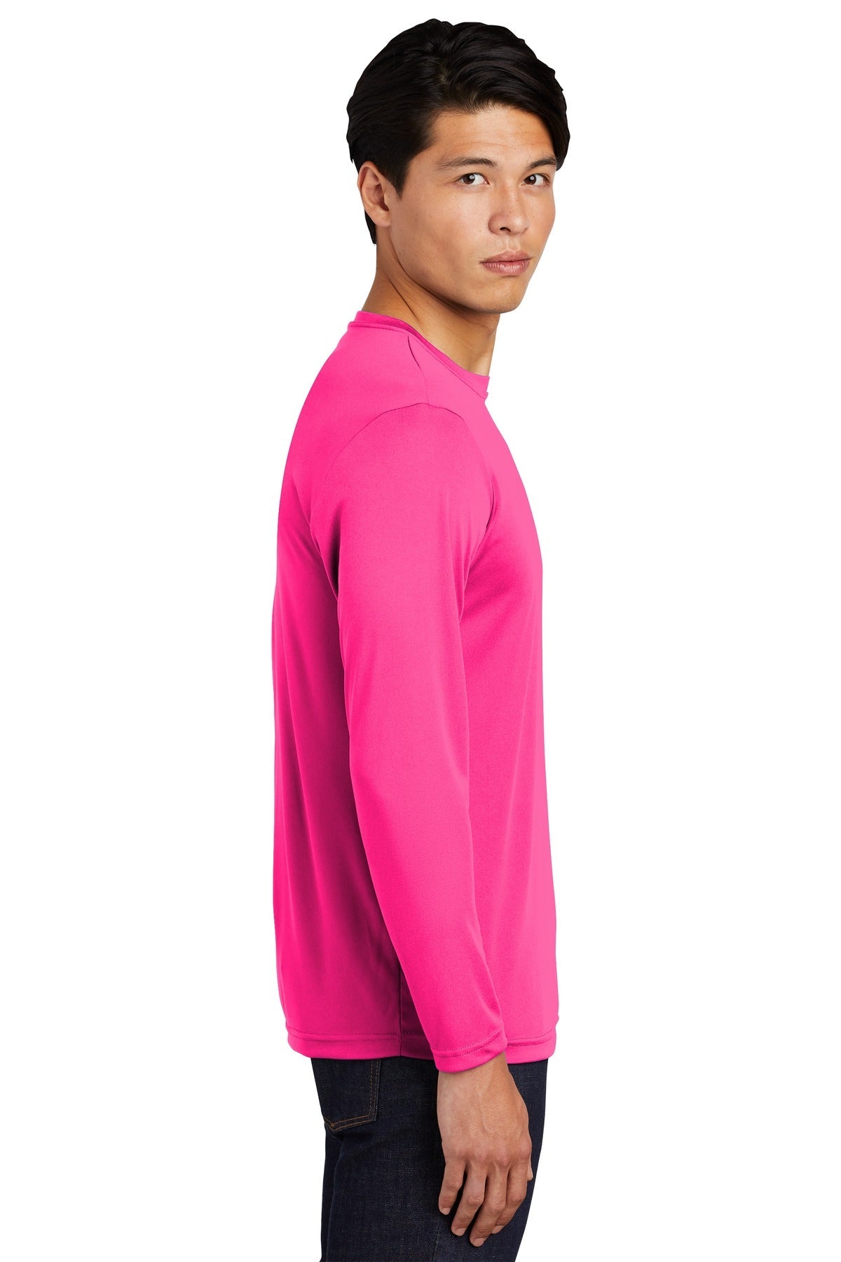 Neon Pink Sport-Tek Long Sleeve PosiCharge Competitor Tee. ST350LS