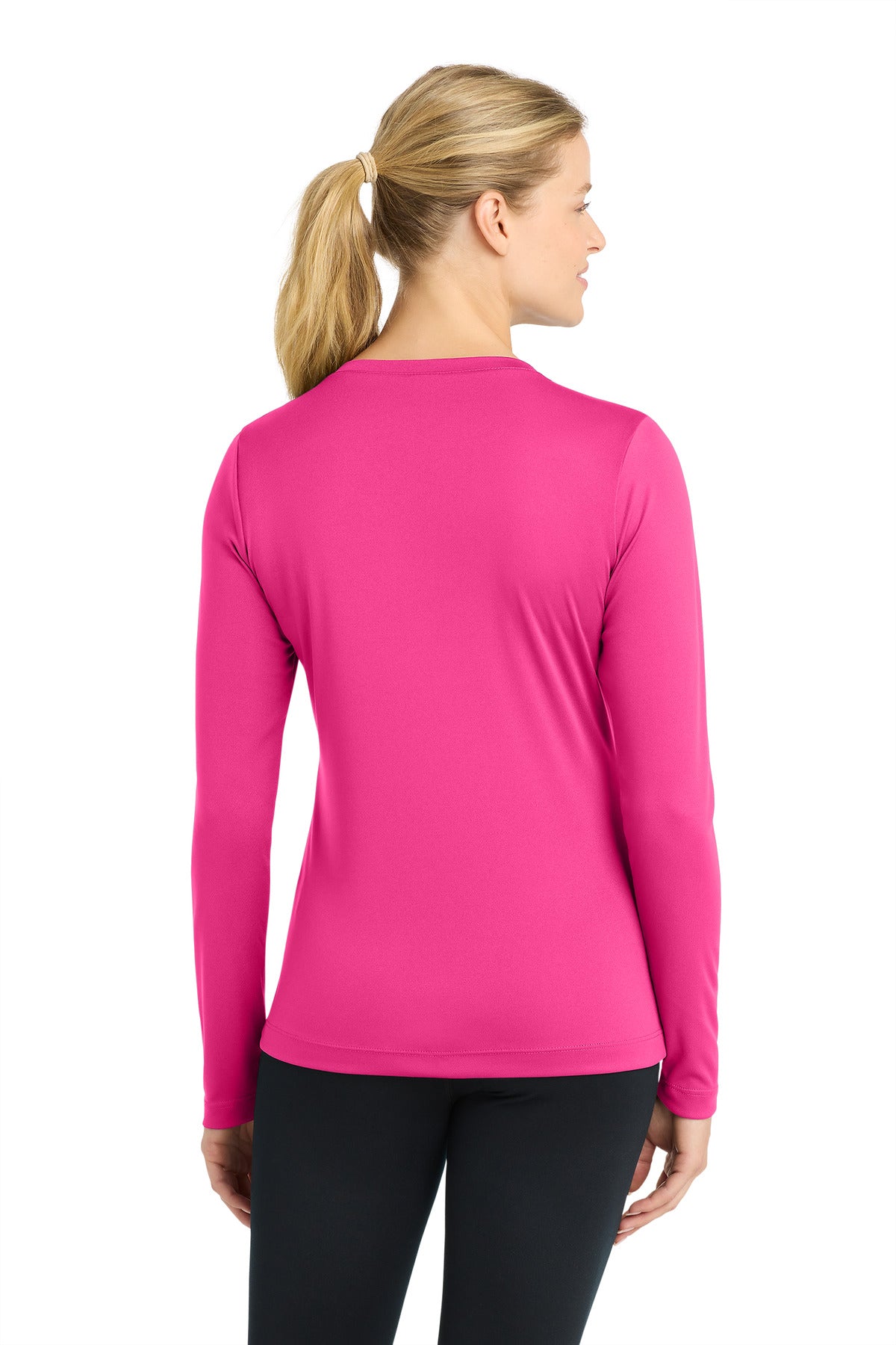 Neon Pink Sport-Tek Women's Long Sleeve PosiCharge Competitor V-Neck Tee. LST353LS