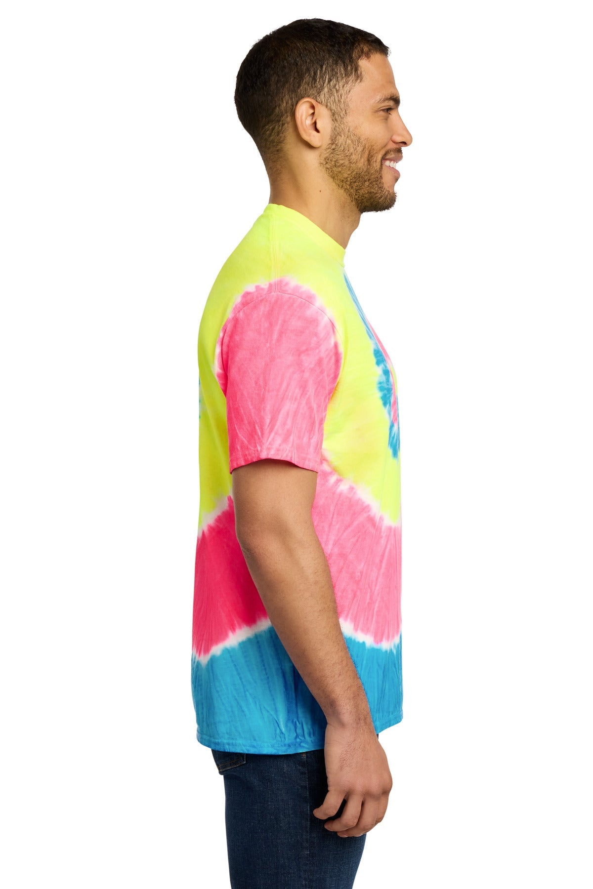 Neon Rainbow Port & Co Tie-Dye Tee. PC147