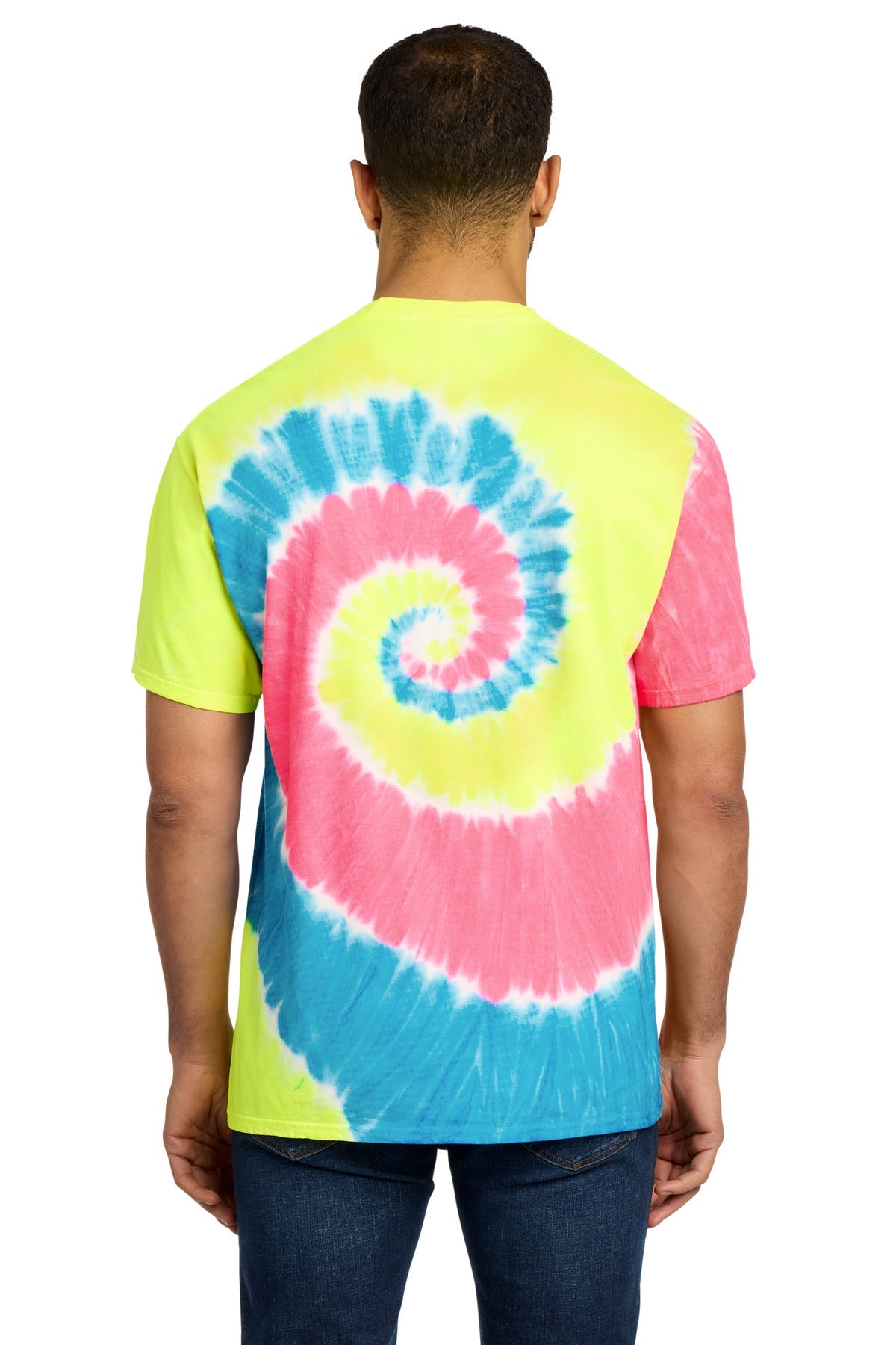 Neon Rainbow Port & Co Tie-Dye Tee. PC147