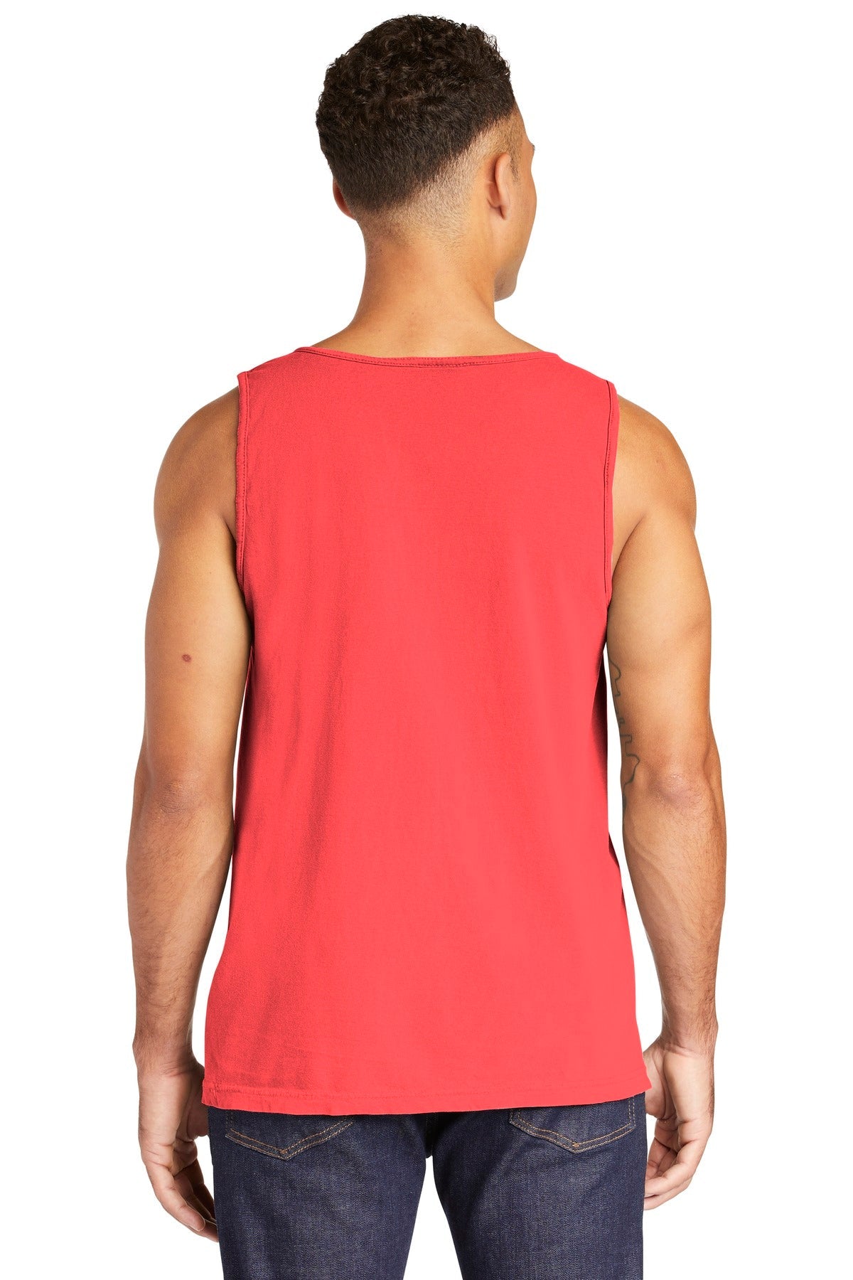 Neon Red Orng COMFORT COLORS Heavyweight Ring Spun Tank Top. 9360