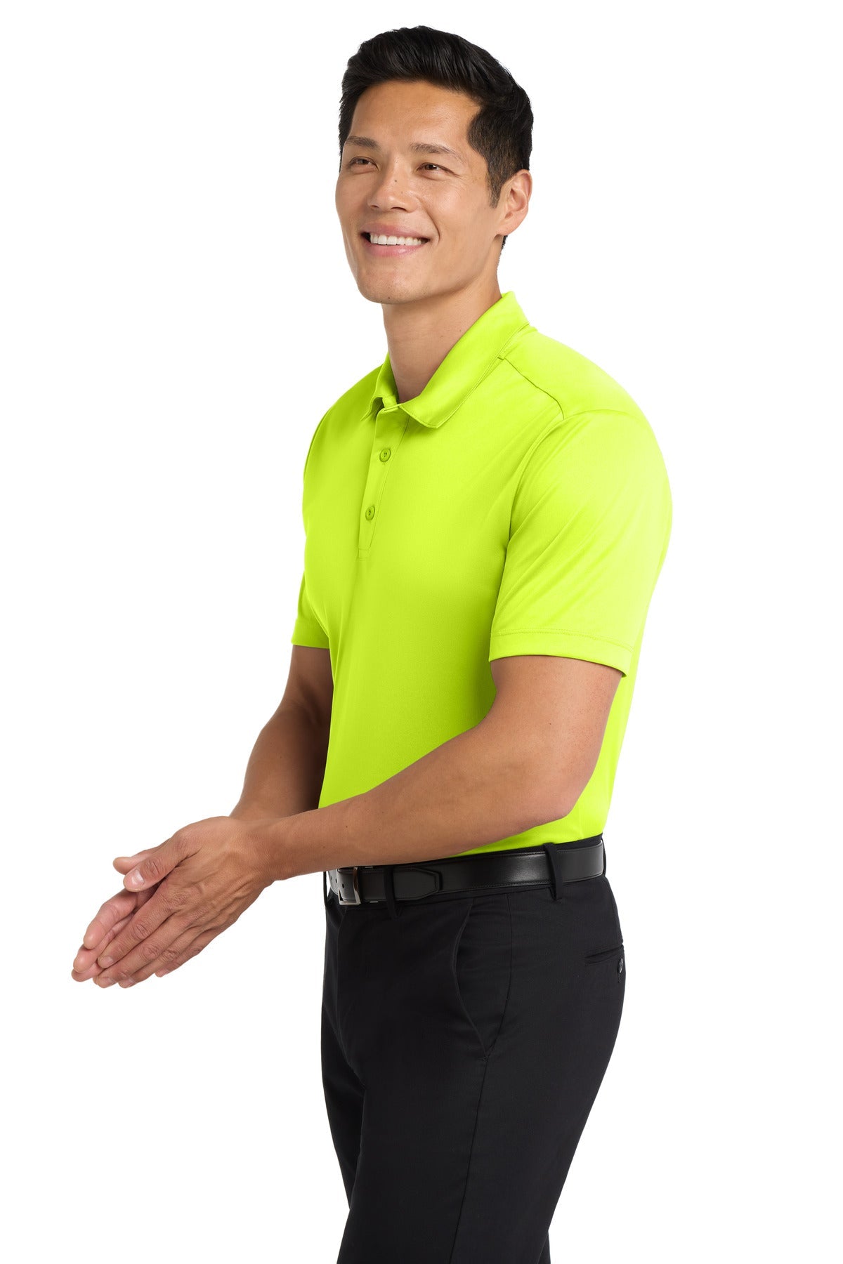 Neon Yellow Port Authority Silk Touch Performance Polo. K540