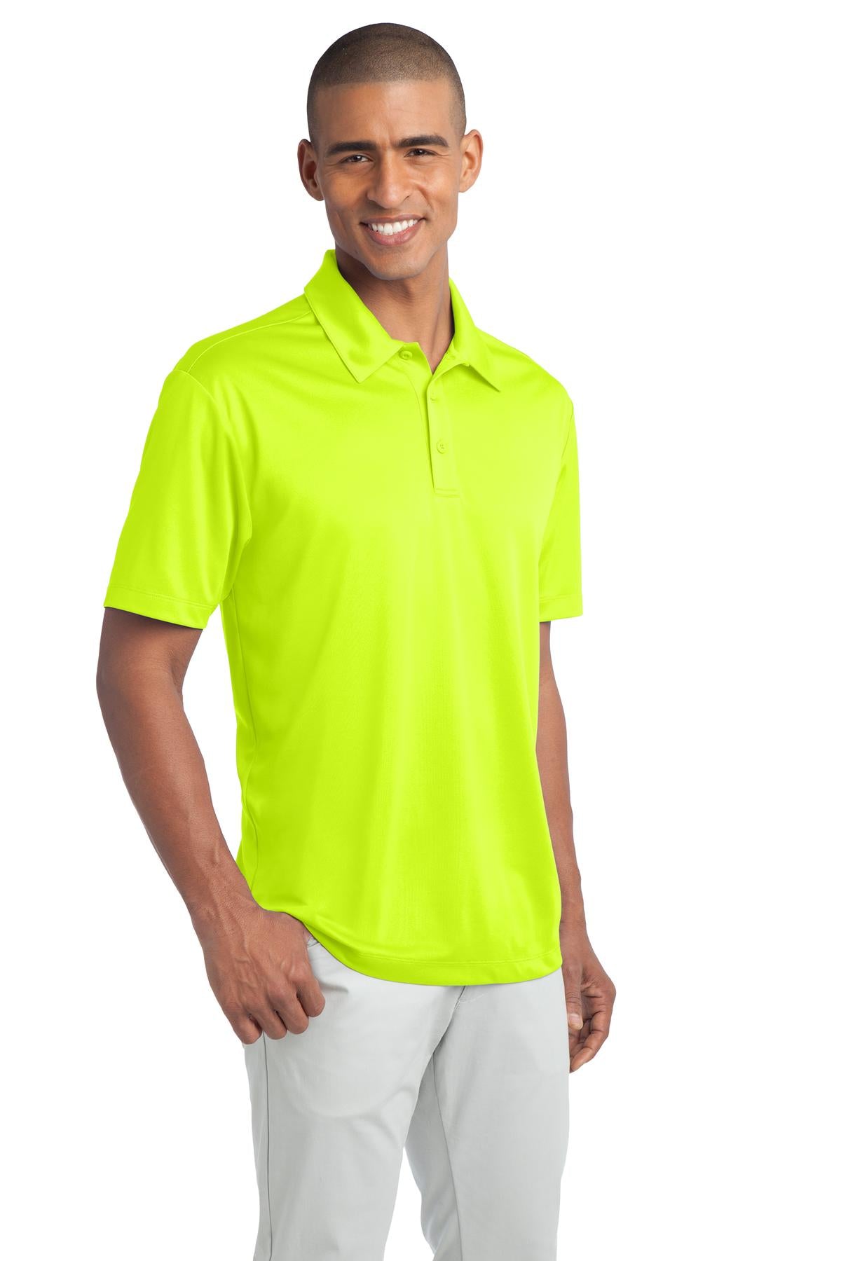 Neon Yellow Port Authority Silk Touch Performance Polo. K540
