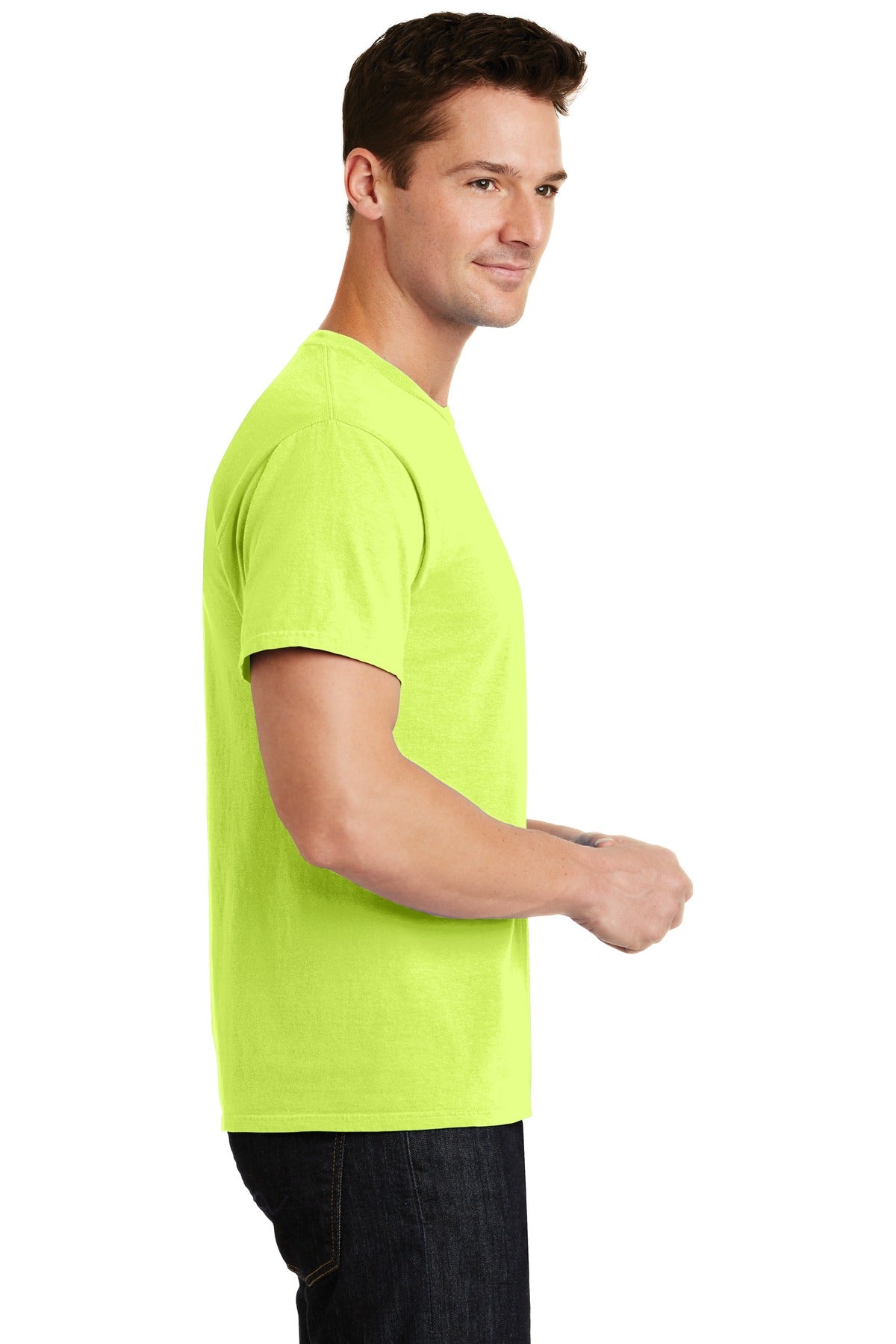 Neon Yellow Port & Co Beach Wash Garment-Dyed Tee. PC099