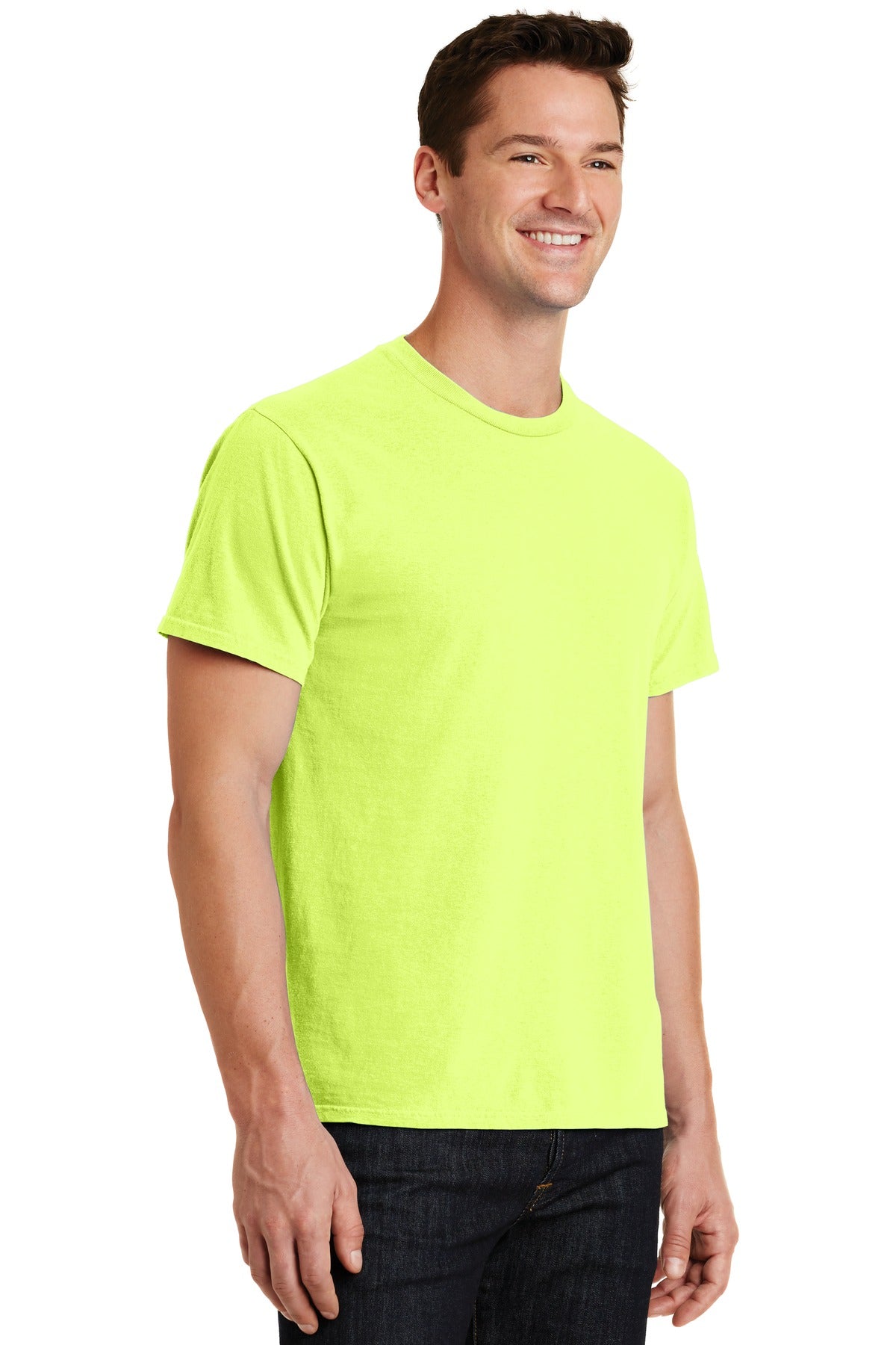 Neon Yellow Port & Co Beach Wash Garment-Dyed Tee. PC099
