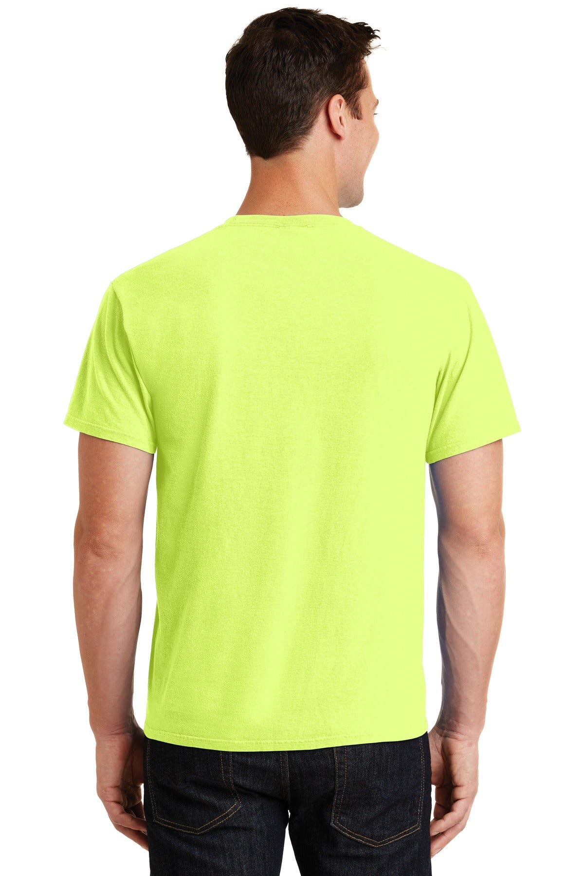 Neon Yellow Port & Co Beach Wash Garment-Dyed Tee. PC099