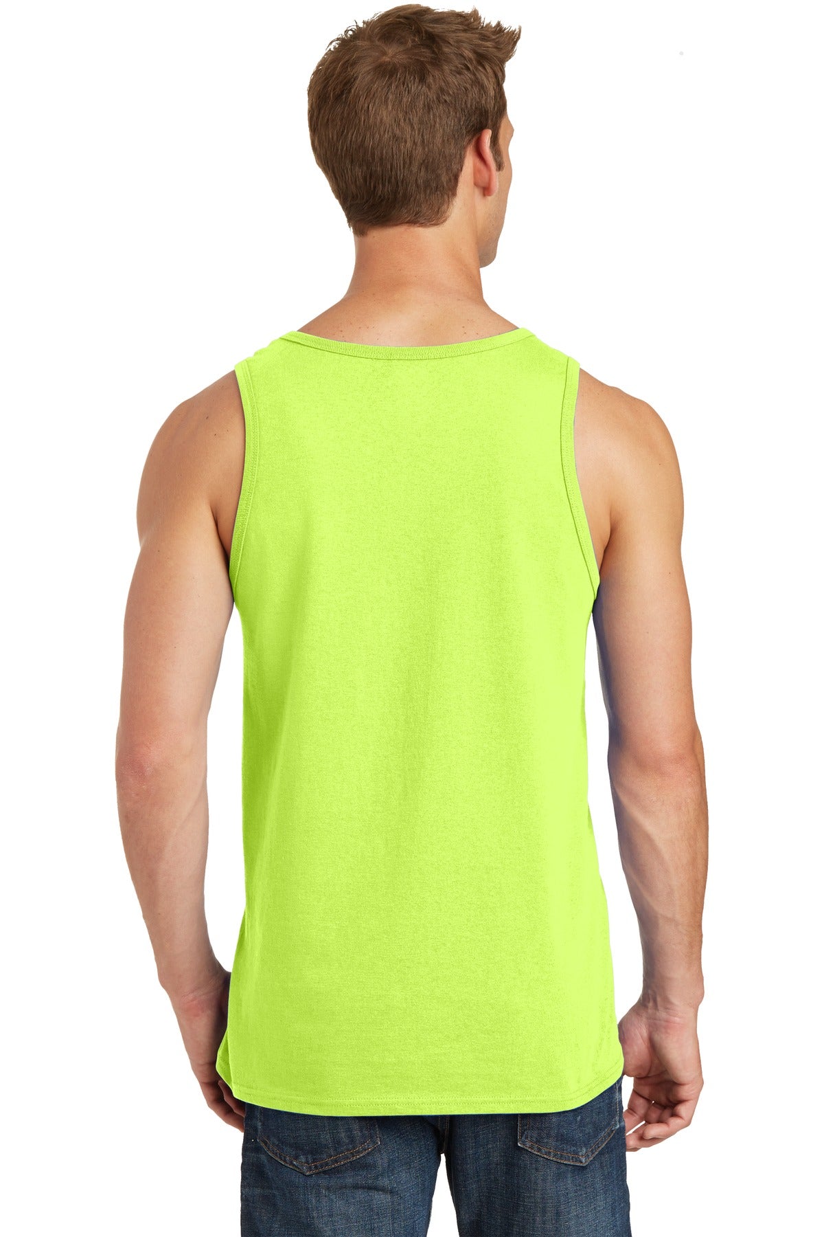 Neon Yellow Port & Co Core Cotton Tank Top. PC54TT