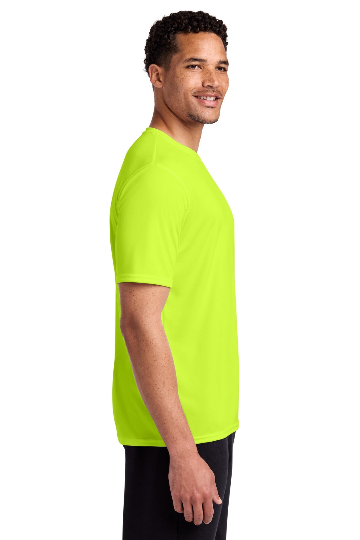Neon Yellow Port & Co Performance Tee. PC380
