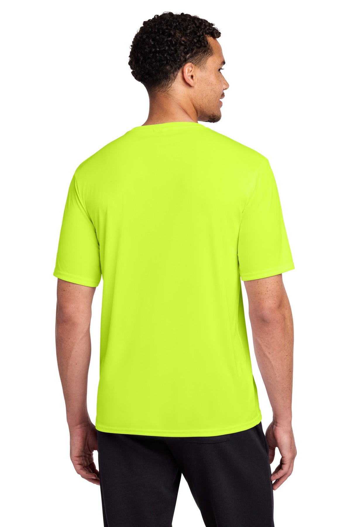 Neon Yellow Port & Co Performance Tee. PC380