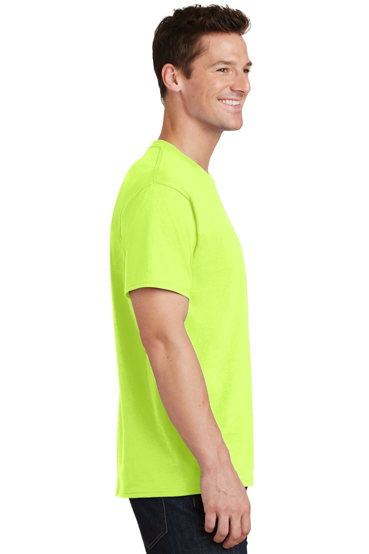 Neon Yellow Port & Co Tall Core Cotton Tee PC54T