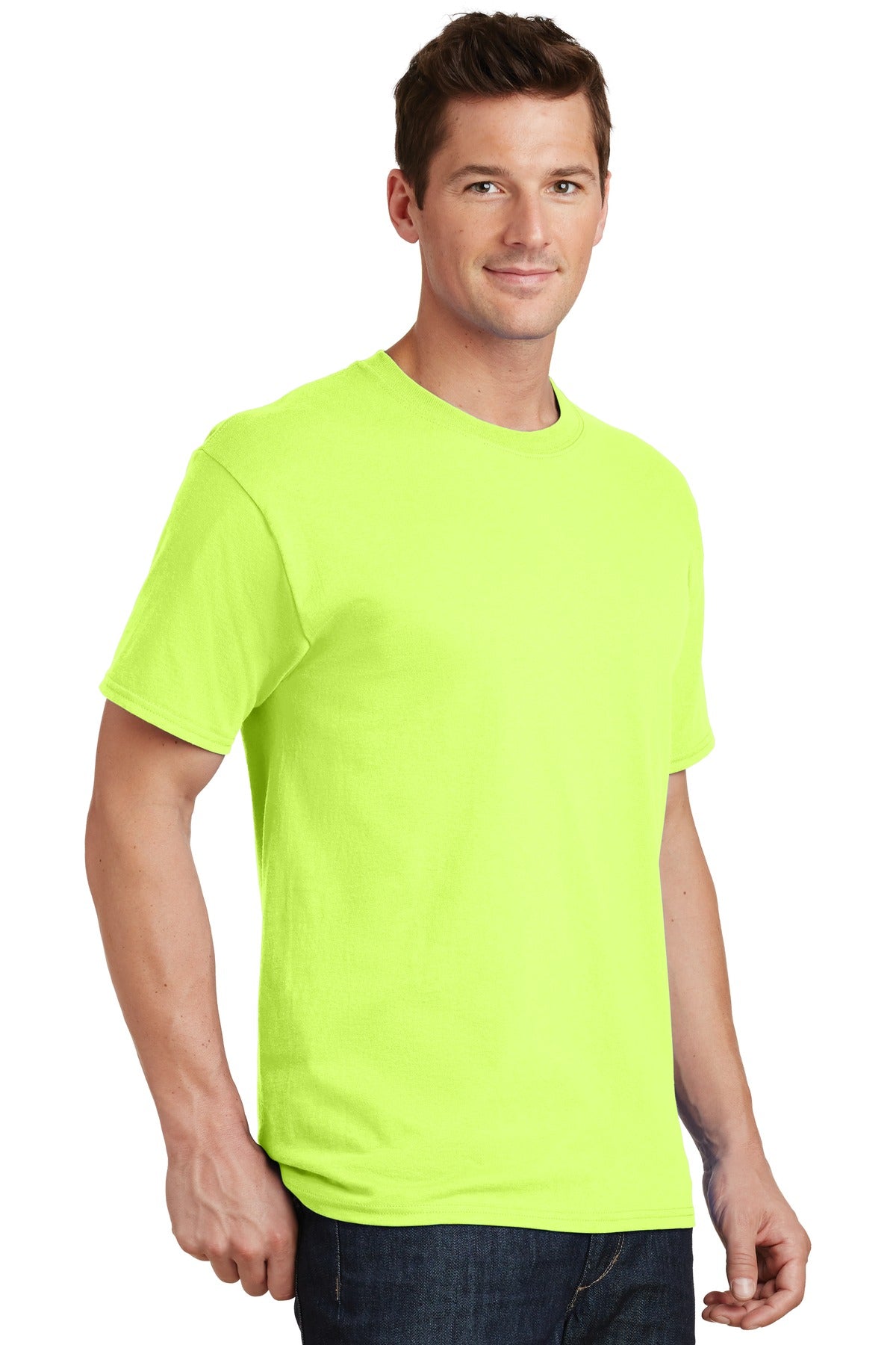 Neon Yellow Port & Co Tall Core Cotton Tee PC54T
