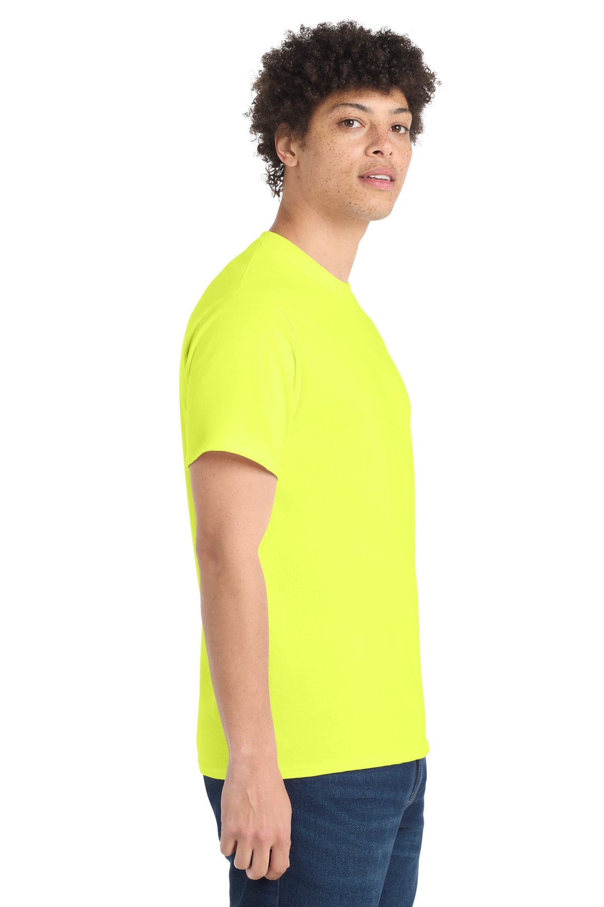Neon Yellow Port & Co Tall Core Cotton Tee PC54T