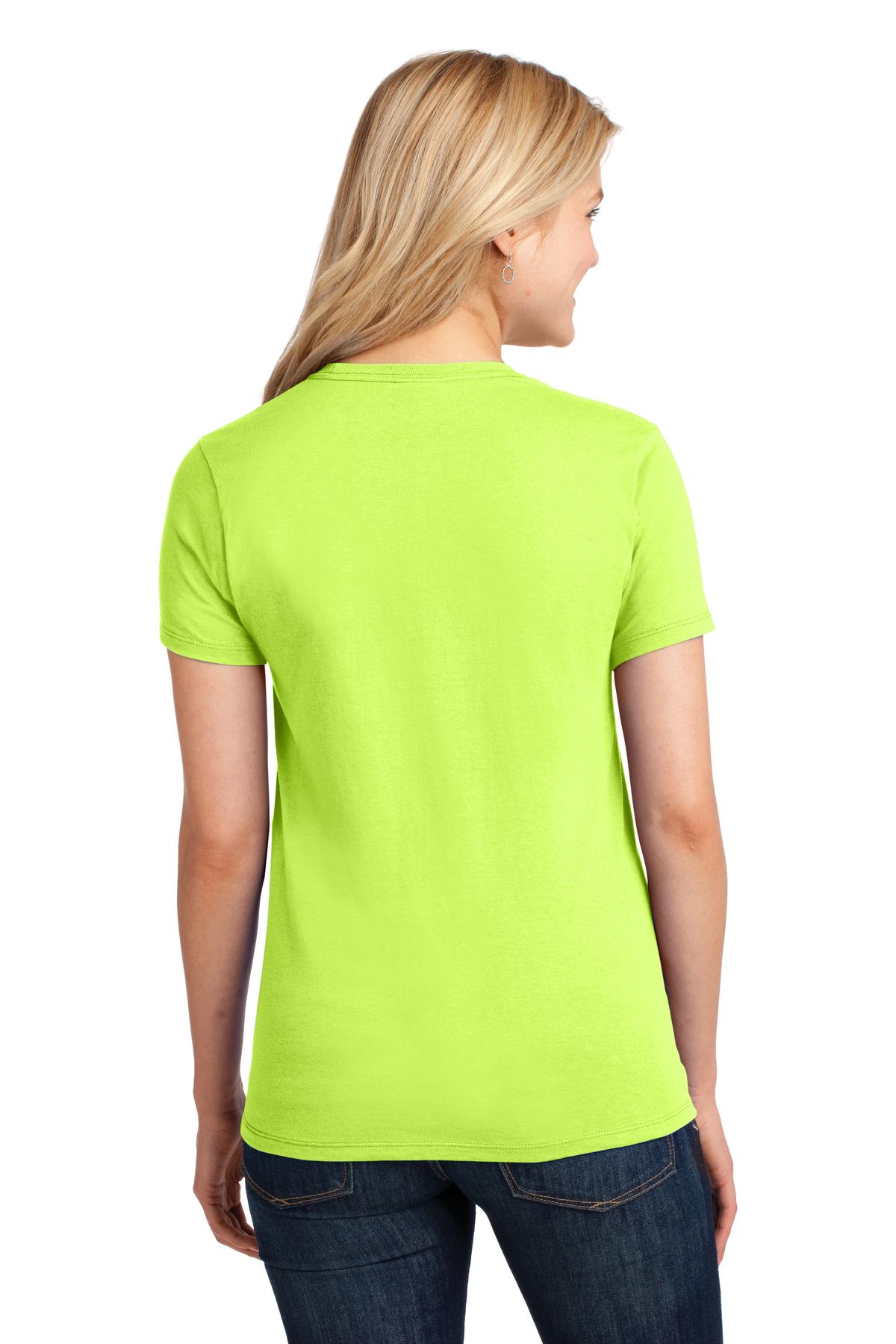 Neon Yellow Port & Co Women's Core Cotton Tee. LPC54