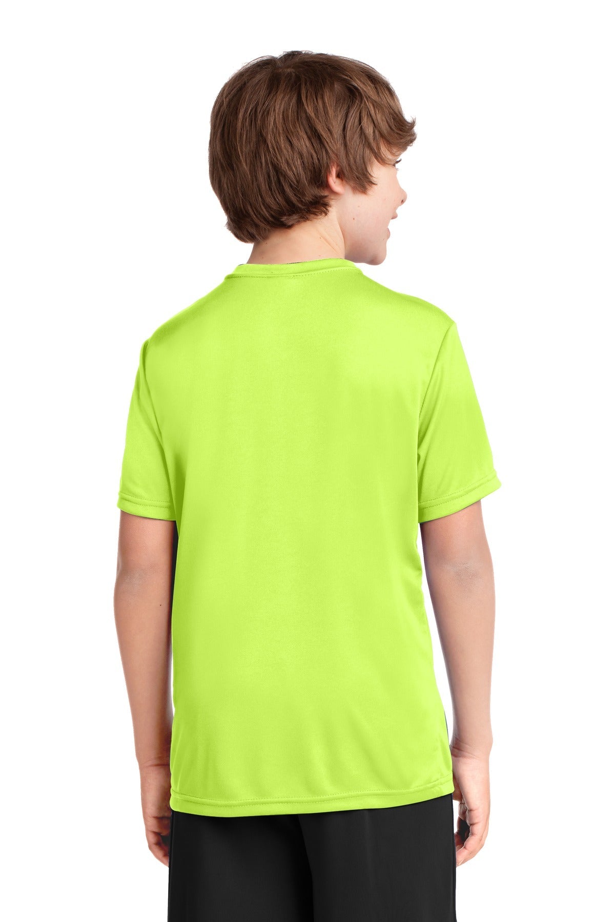 Neon Yellow Port & Co Youth Performance Tee. PC380Y