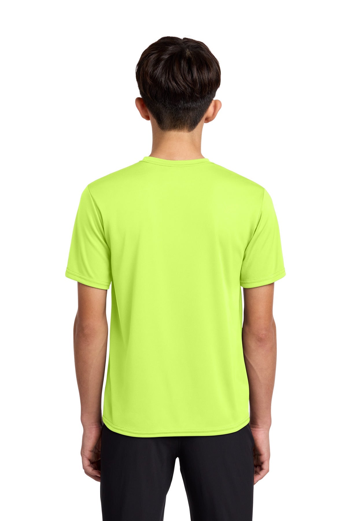 Neon Yellow Port & Co Youth Performance Tee. PC380Y