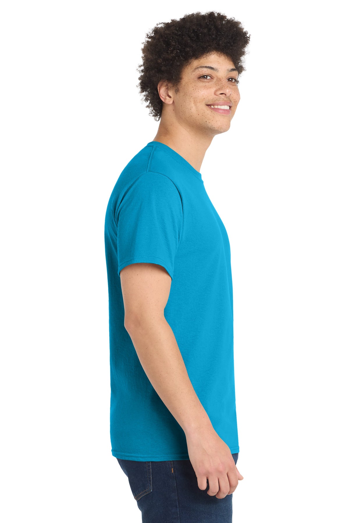 NeonBlue Port & Co Core Blend Tee. PC55