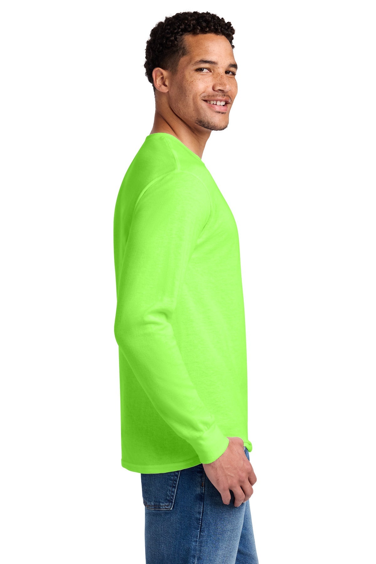 NeonGreen Jerzees - Dri-Power 50/50 Cotton/Poly Long Sleeve T-Shirt. 29LS