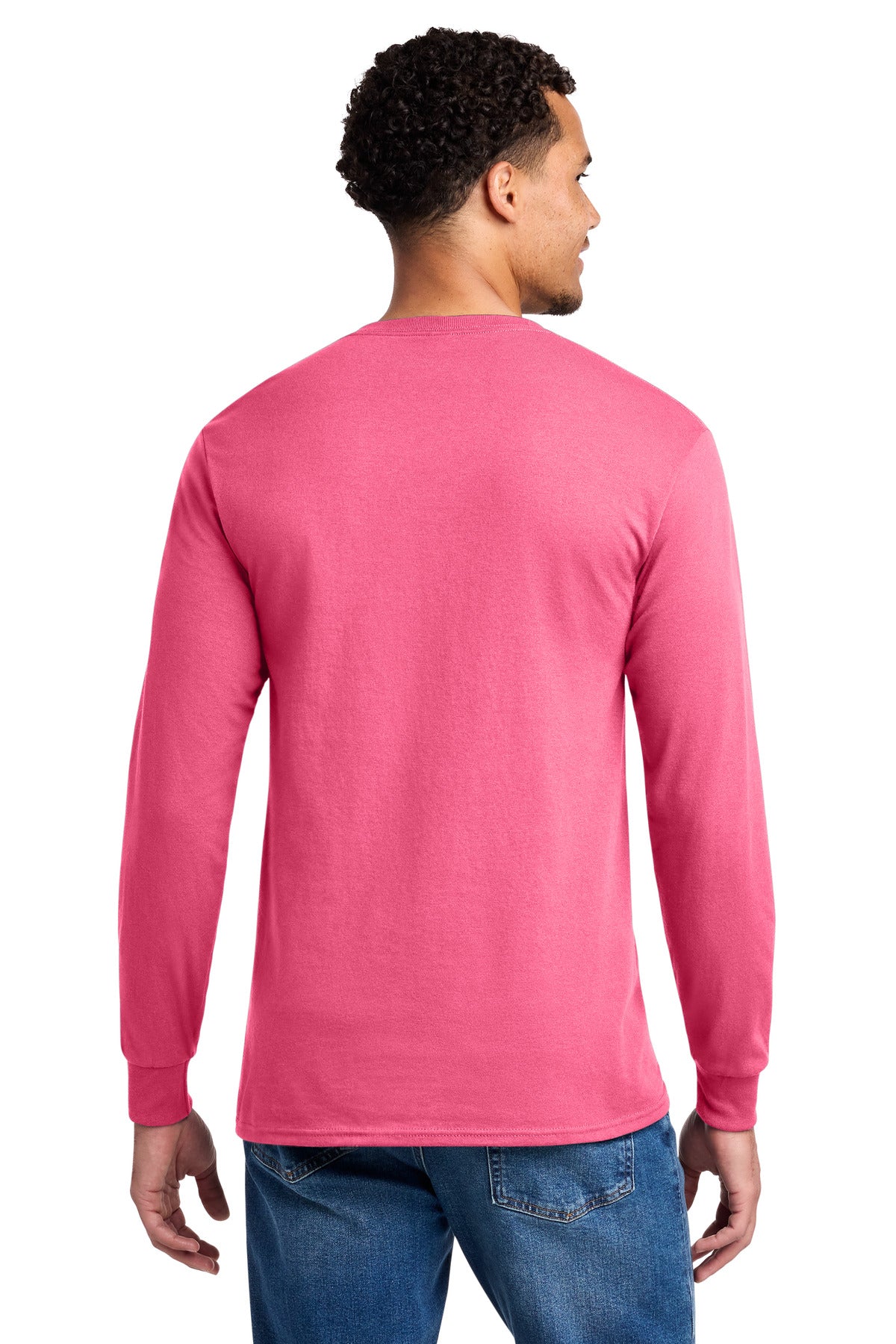 NeonPink Jerzees - Dri-Power 50/50 Cotton/Poly Long Sleeve T-Shirt. 29LS