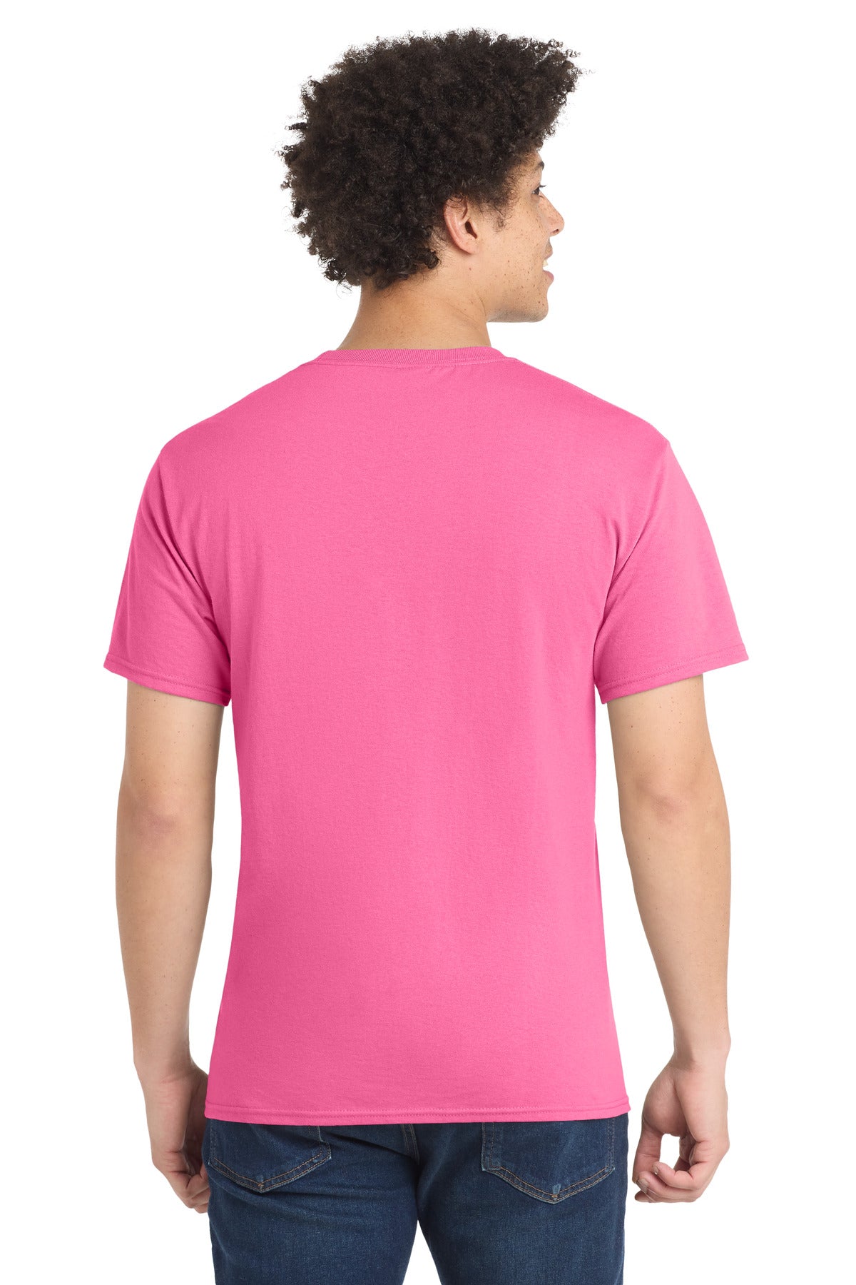 NeonPink Port & Co Core Blend Tee. PC55