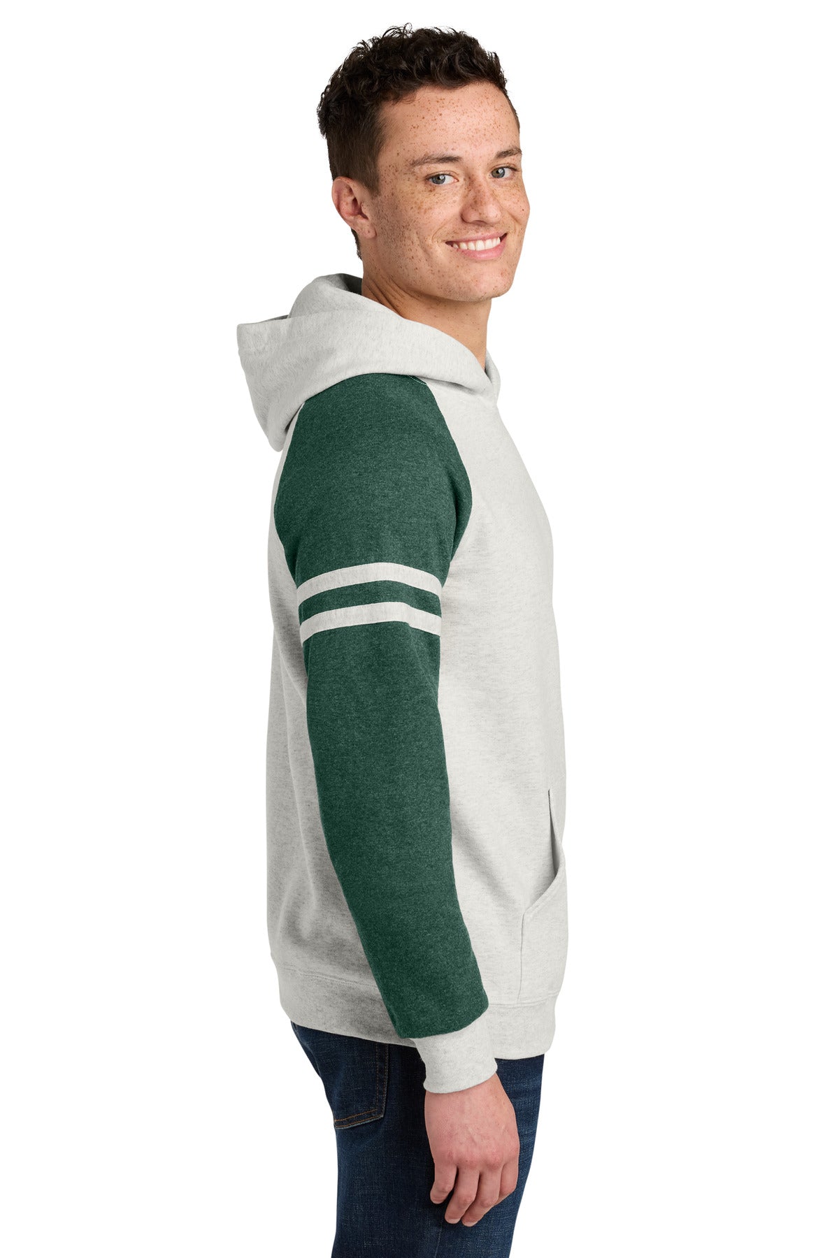 OatHt/FGnH Jerzees Unisex NuBlend Varsity Colorblock Hooded Sweatshirt 97C