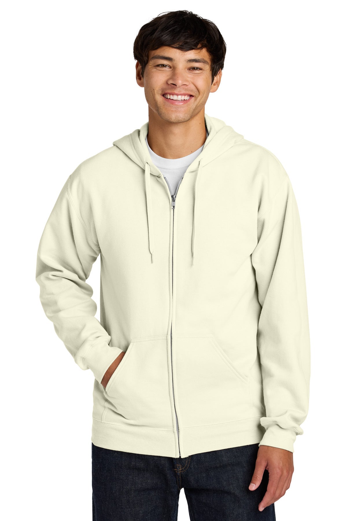 OffWhite Gildan Softstyle Midweight Fleece Full-Zip Hooded Sweatshirt SF600