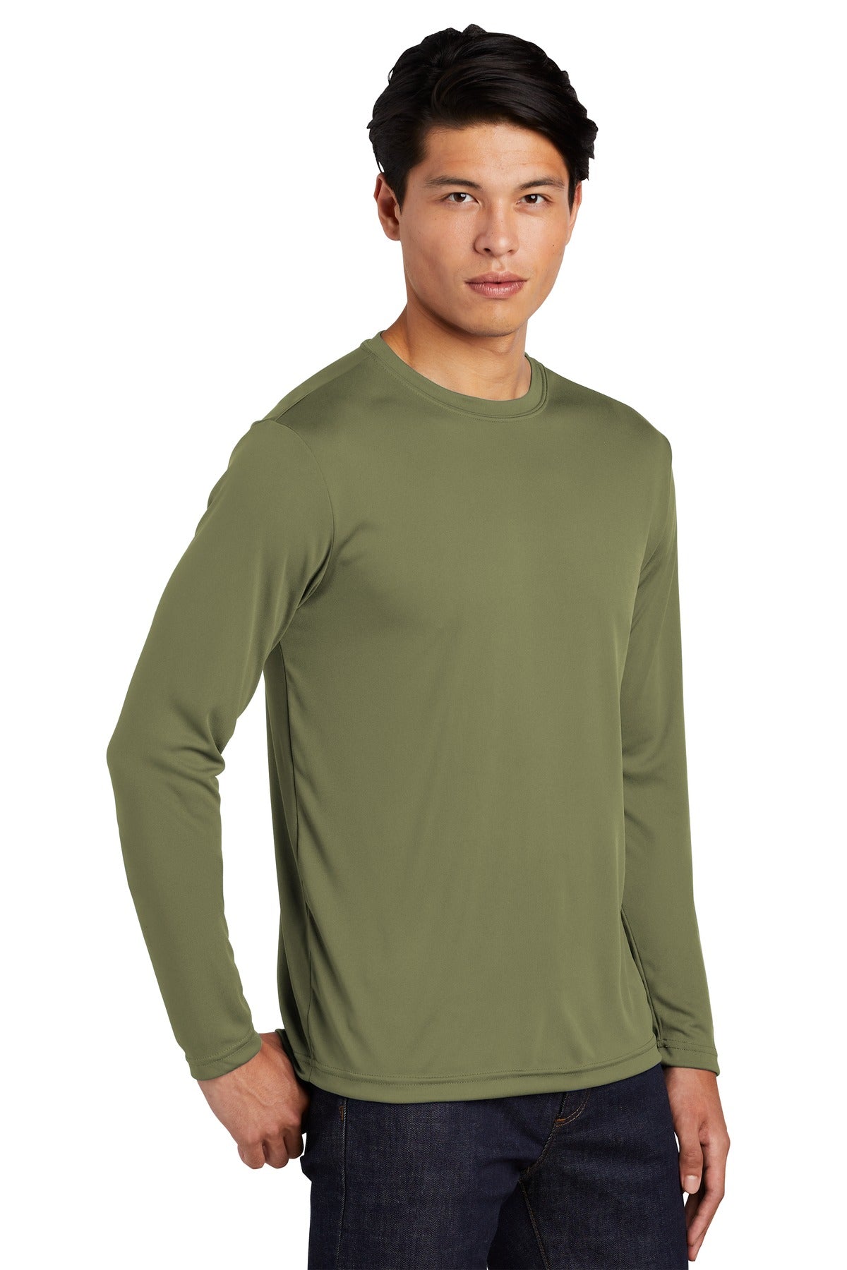Olive Drab Grn Sport-Tek Long Sleeve PosiCharge Competitor Tee. ST350LS