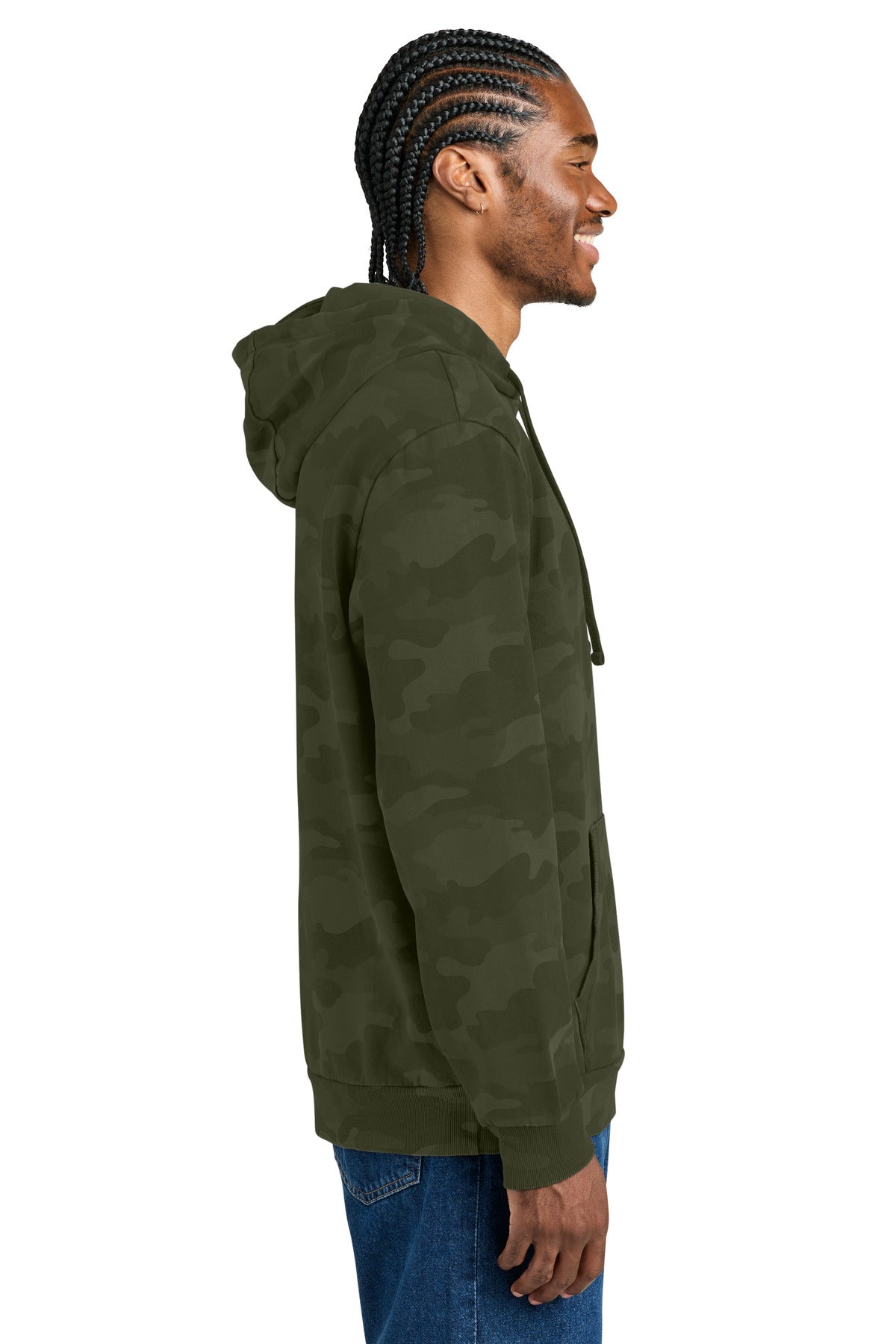 OlvDrabGn District Wash Camo Fleece Hoodie DT2200C