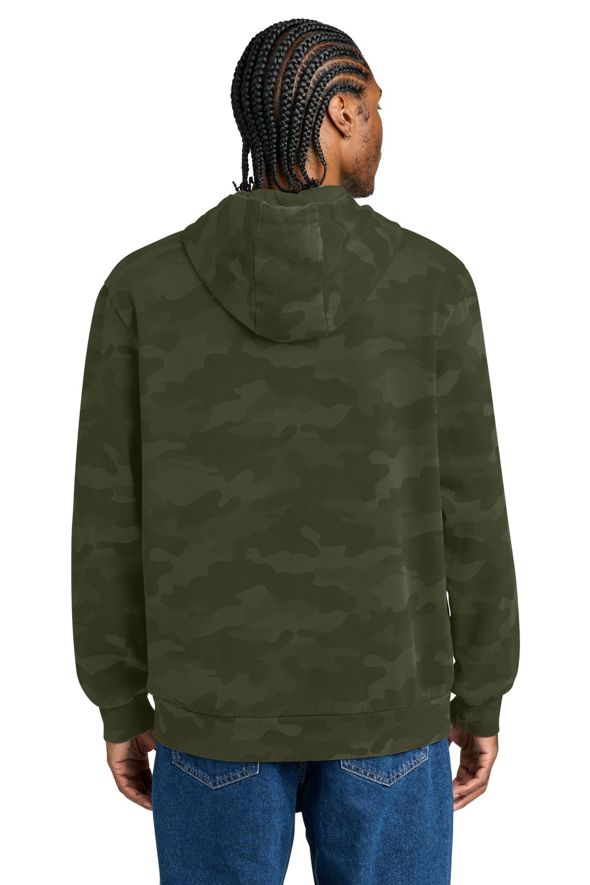 OlvDrabGn District Wash Camo Fleece Hoodie DT2200C
