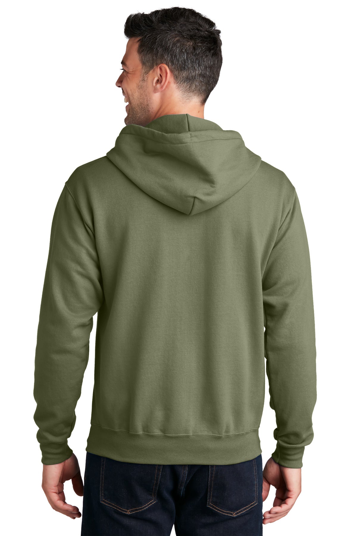 OlvDrabGn Port & Co Core Fleece Full-Zip Hooded Sweatshirt. PC78ZH
