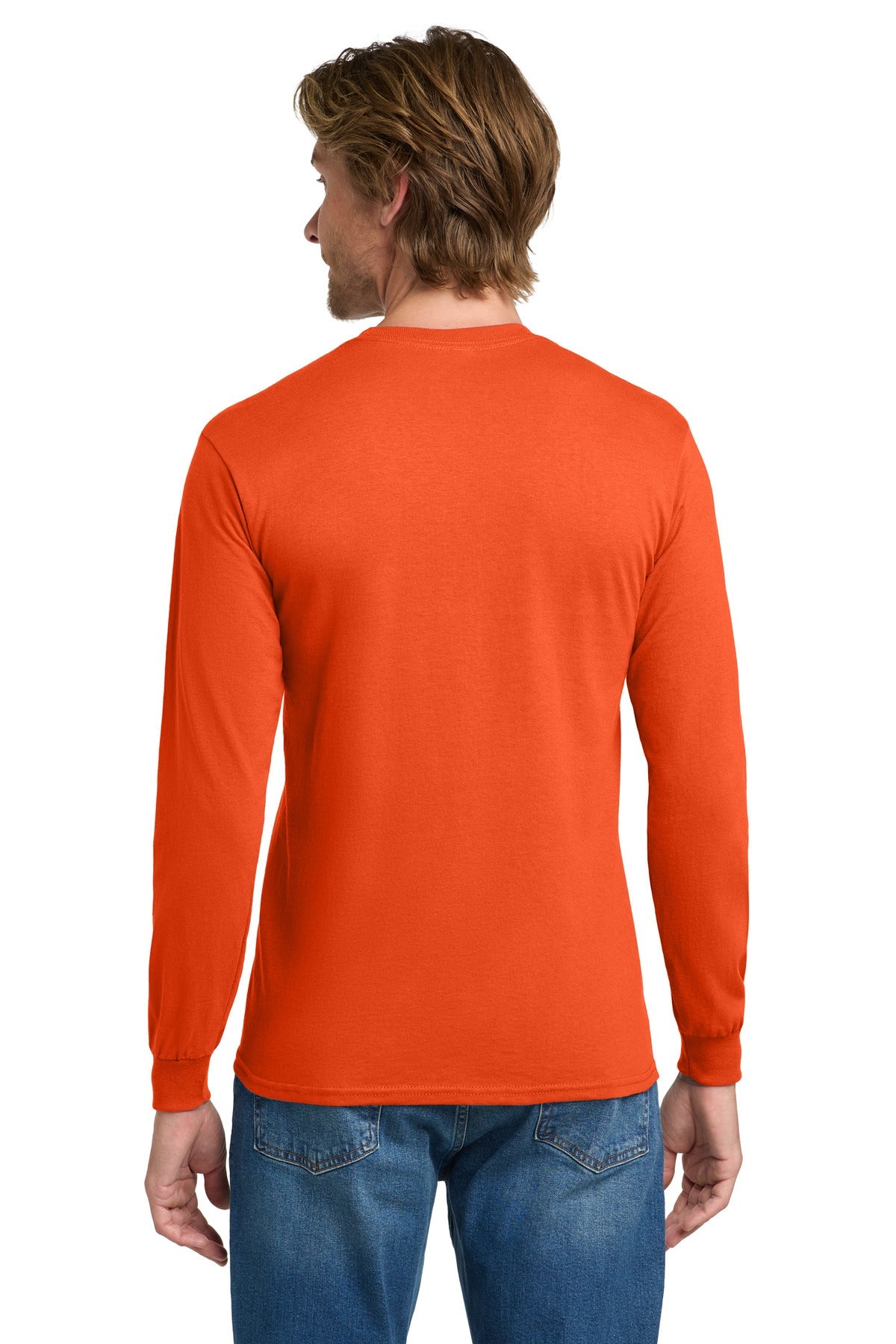 Orange Gildan - Heavy Cotton 100% Cotton Long Sleeve T-Shirt. 5400