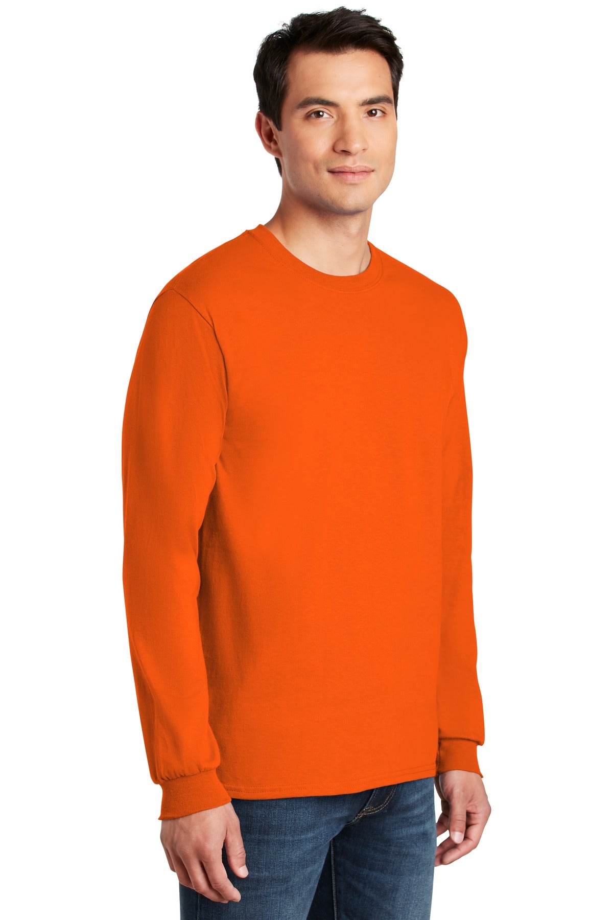 Orange Gildan - Ultra Cotton 100% US Cotton Long Sleeve T-Shirt. G2400
